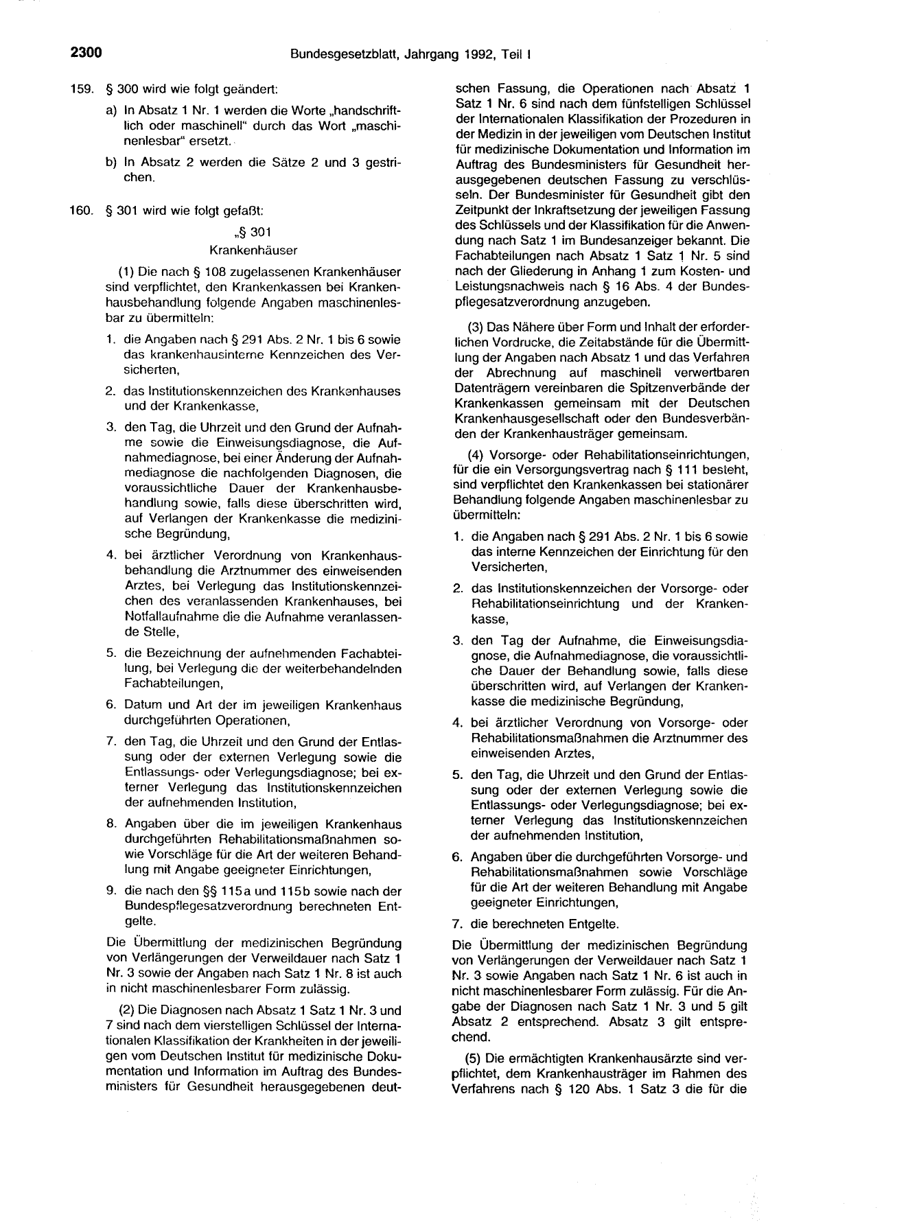 BGBl. 1992, Seite 2300 — Originalseite als Abbildung