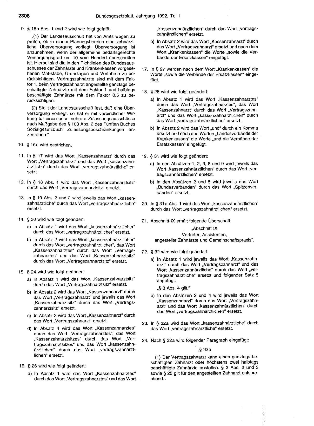 BGBl. 1992, Seite 2308 — Originalseite als Abbildung