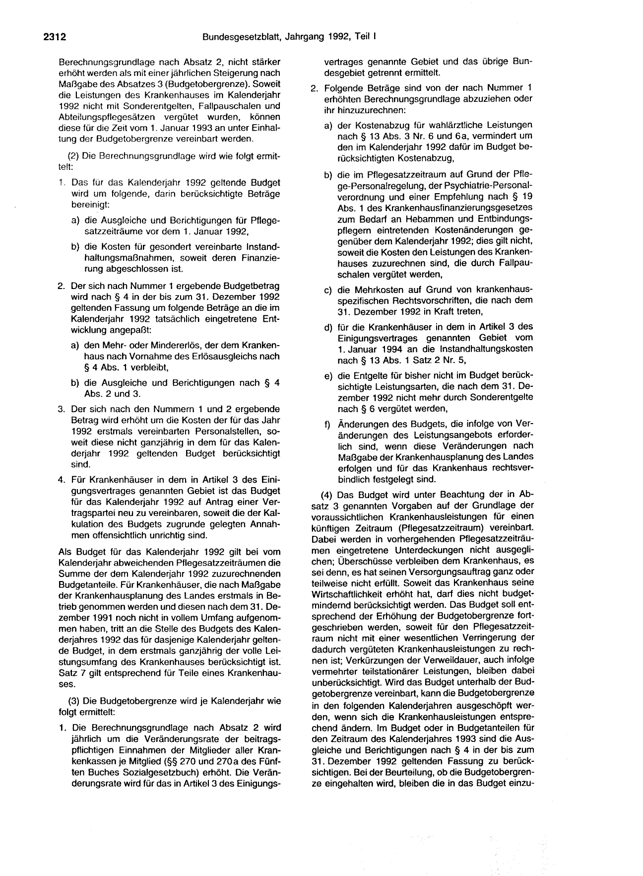 BGBl. 1992, Seite 2312 — Originalseite als Abbildung
