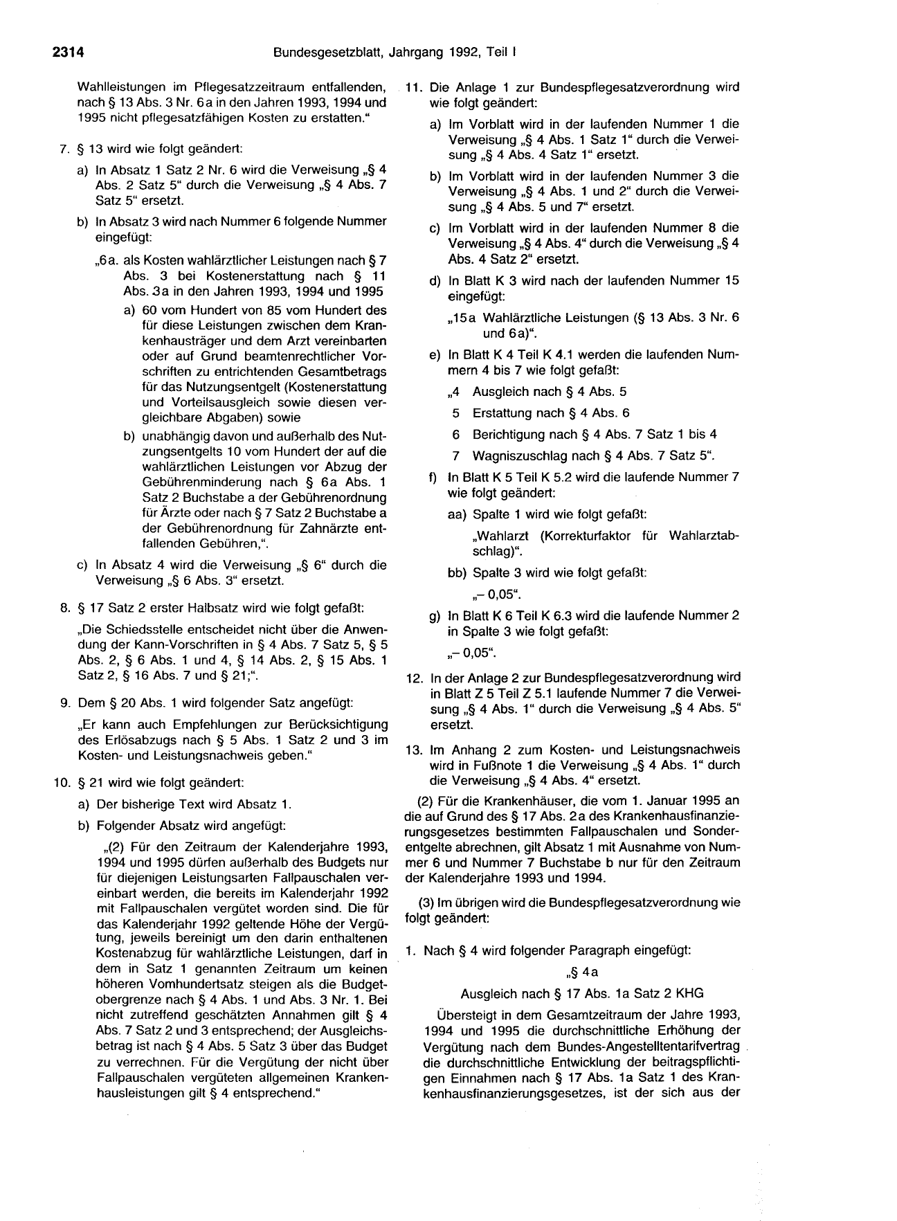 BGBl. 1992, Seite 2314 — Originalseite als Abbildung