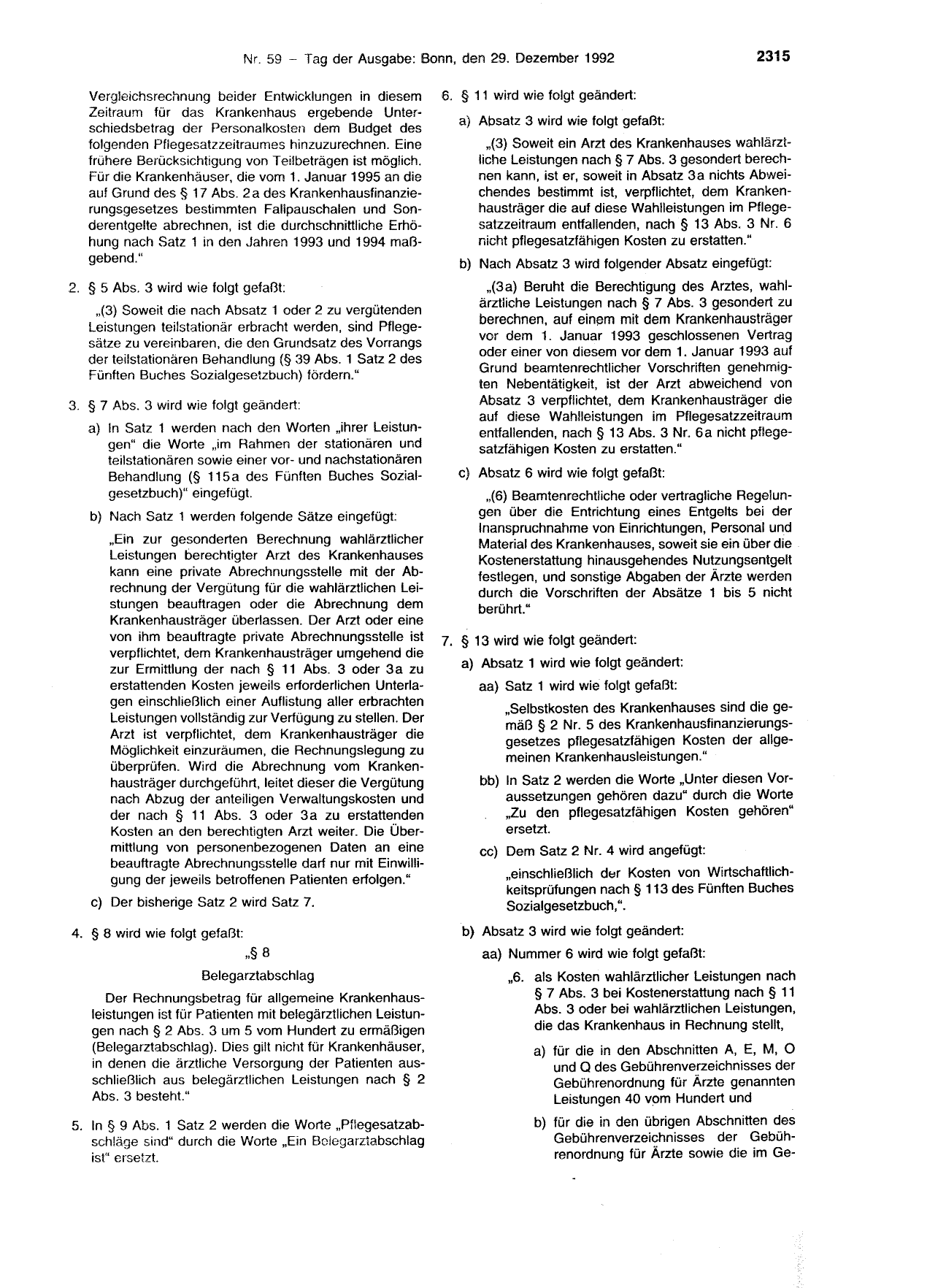BGBl. 1992, Seite 2315 — Originalseite als Abbildung