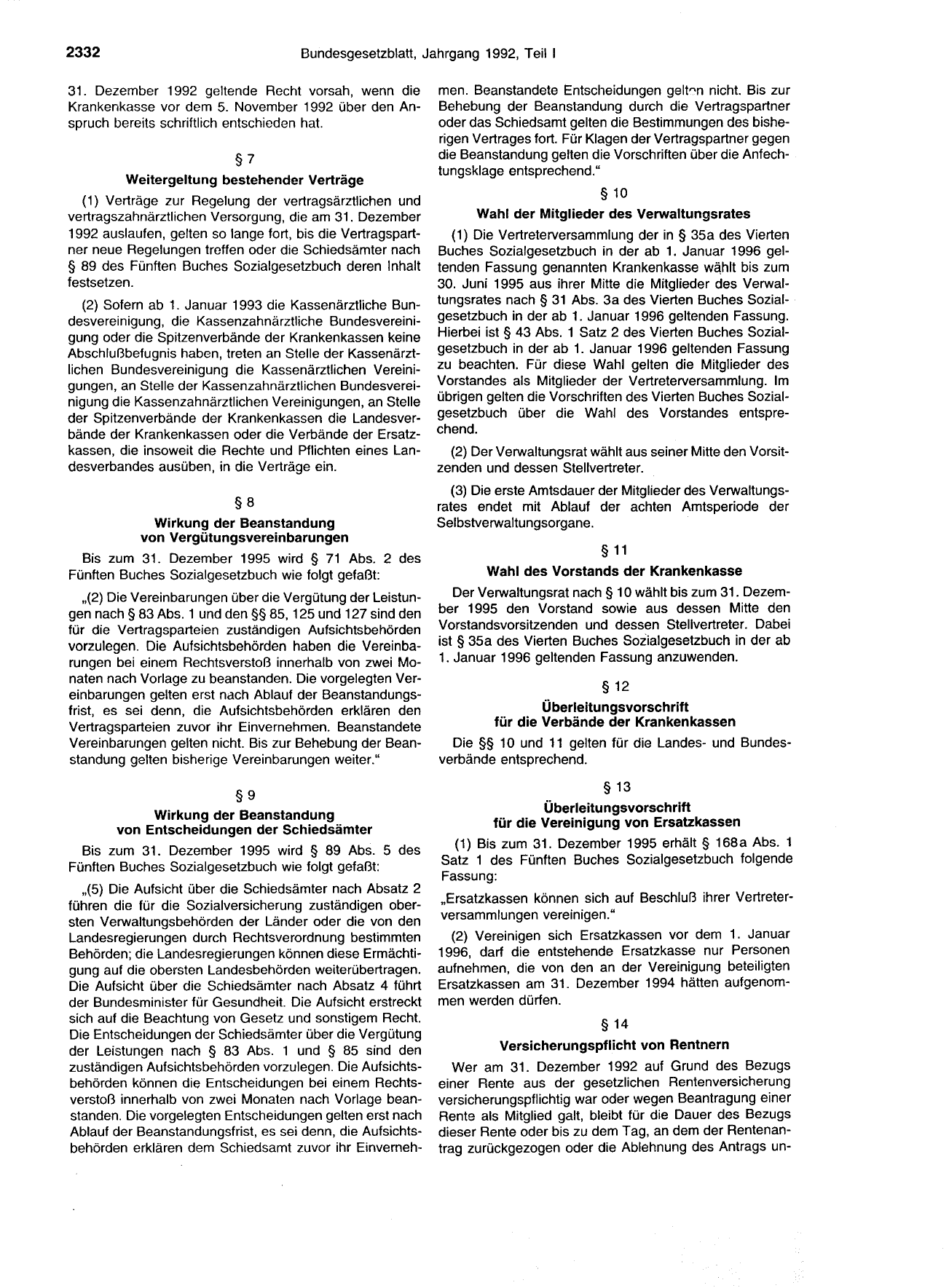 BGBl. 1992, Seite 2332 — Originalseite als Abbildung
