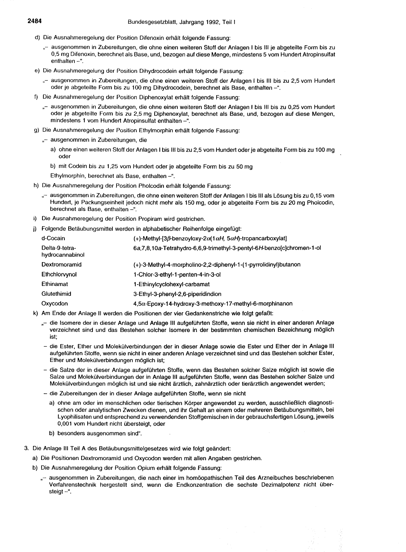 BGBl. 1992, Seite 2484 — Originalseite als Abbildung