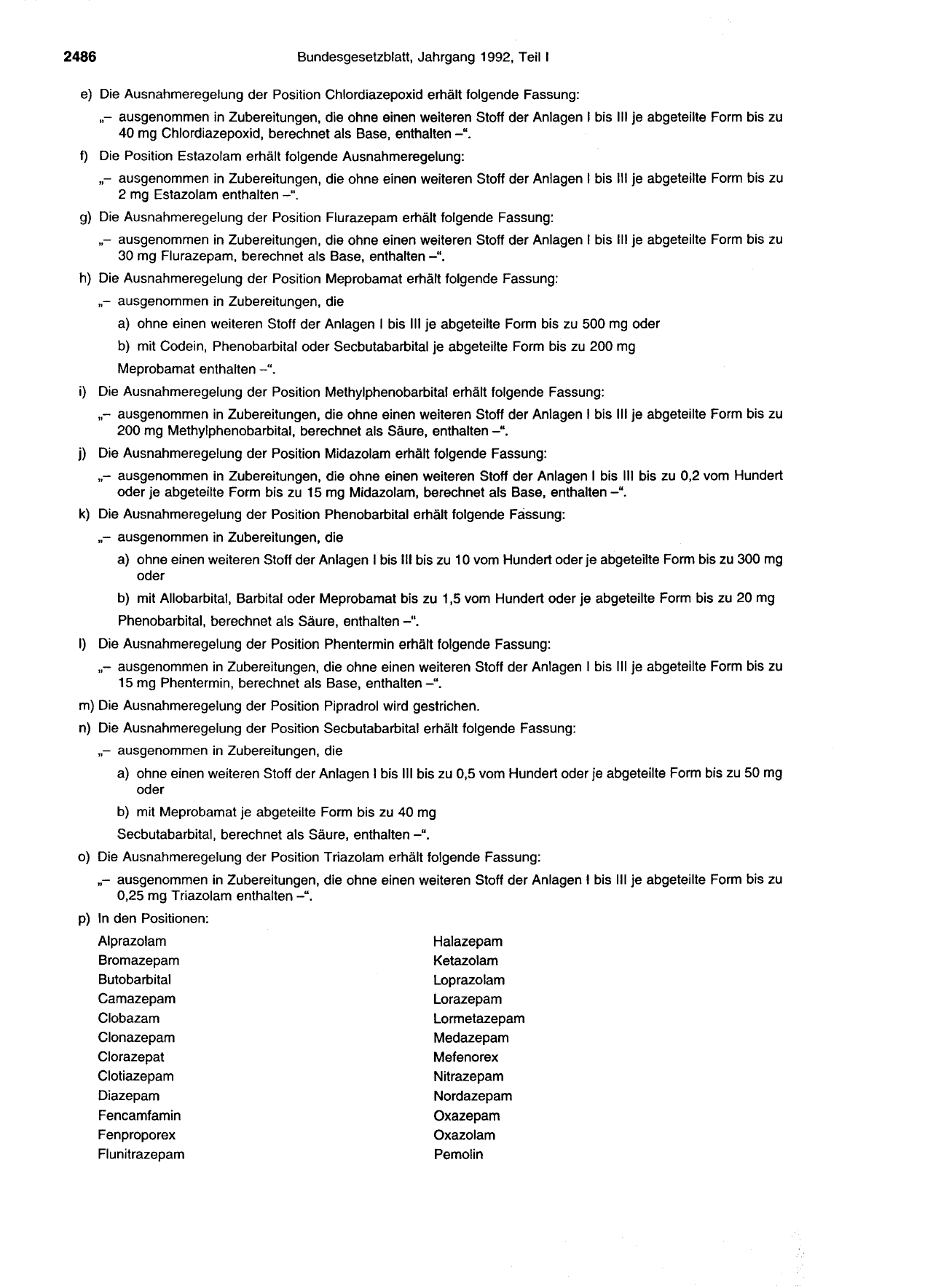 BGBl. 1992, Seite 2486 — Originalseite als Abbildung