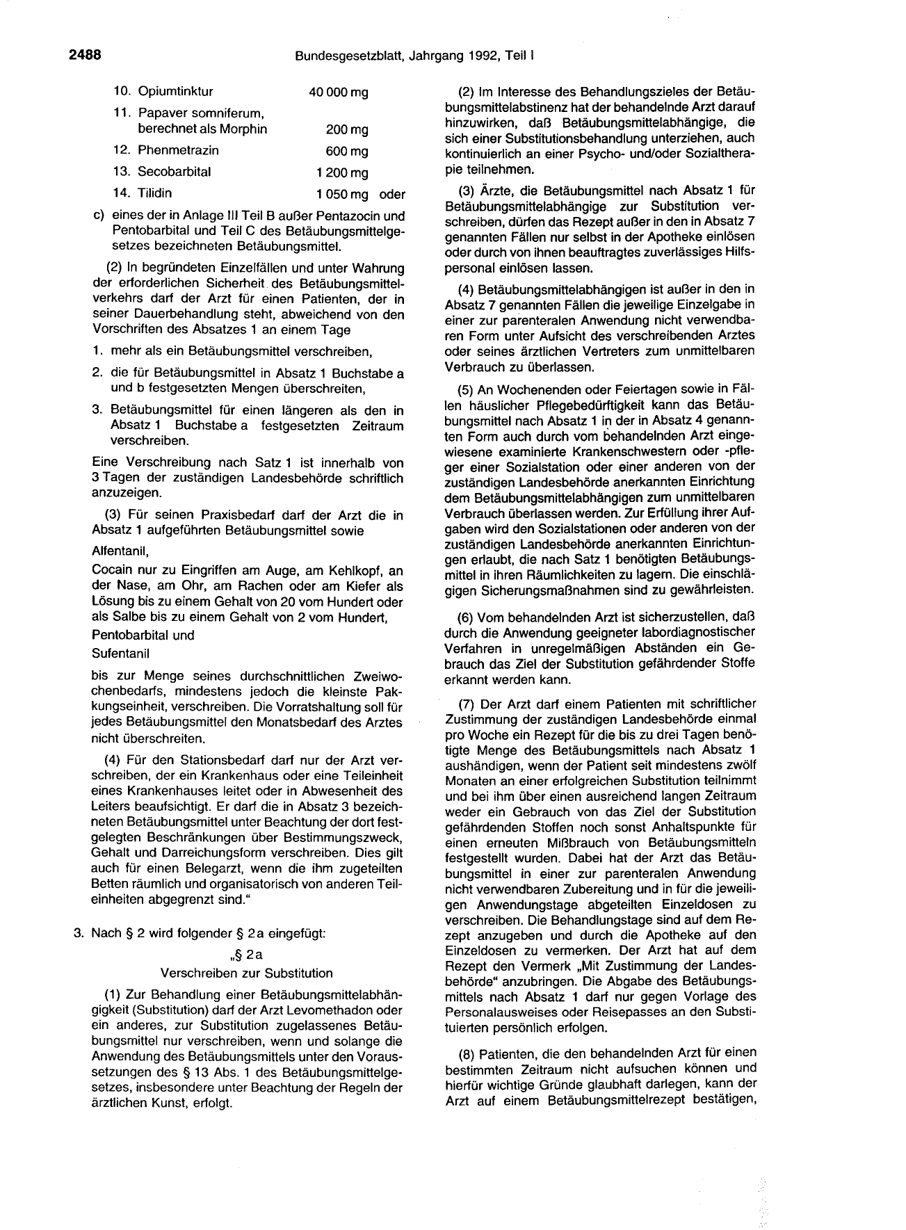 BGBl. 1992, Seite 2488 — Originalseite als Abbildung