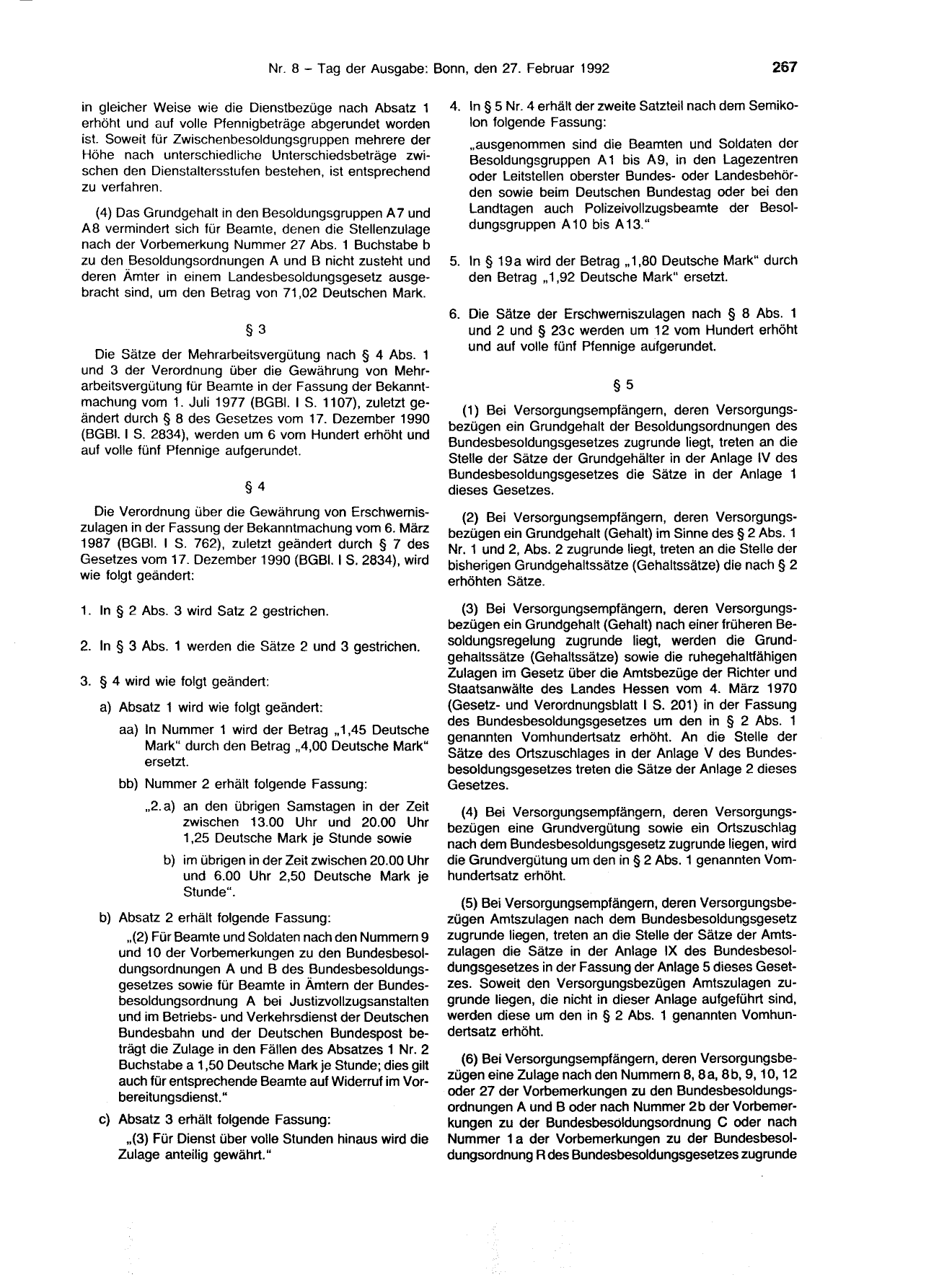 BGBl. 1992, Seite 267 — Originalseite als Abbildung