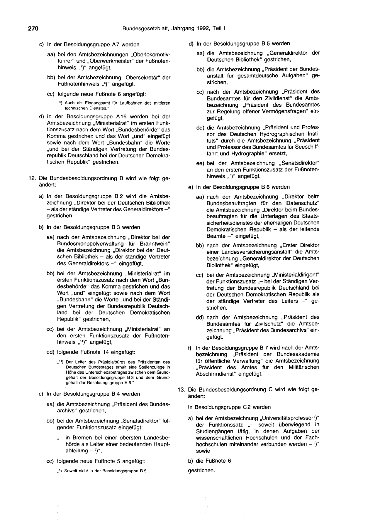 BGBl. 1992, Seite 270 — Originalseite als Abbildung