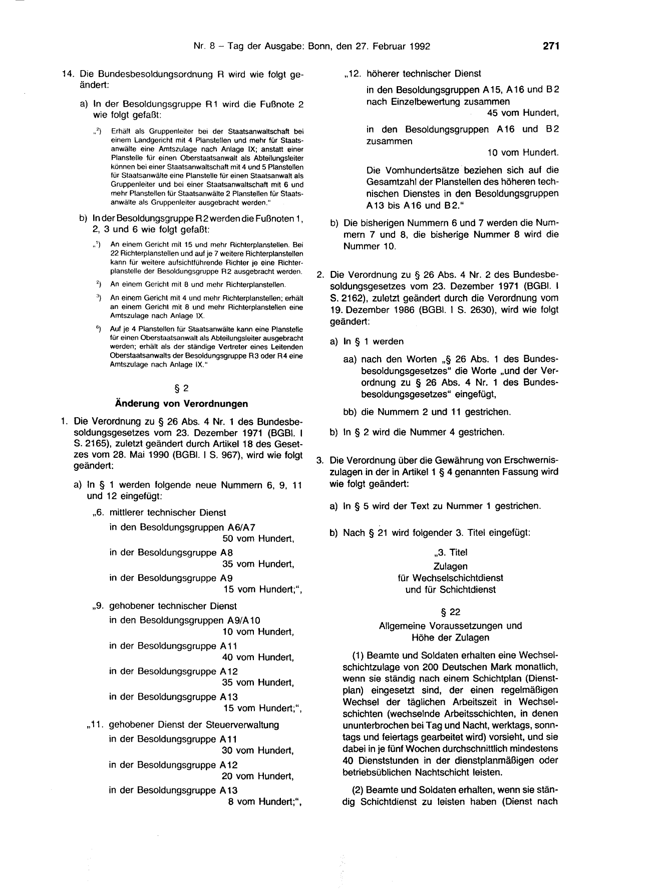 BGBl. 1992, Seite 271 — Originalseite als Abbildung
