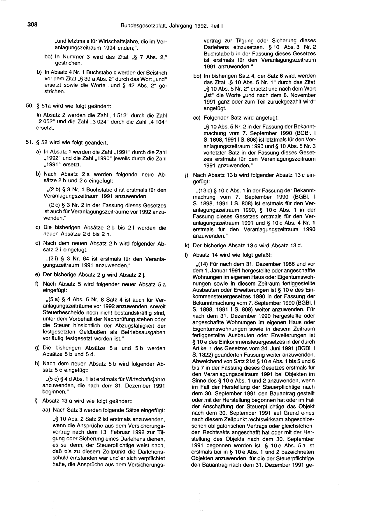 BGBl. 1992, Seite 308 — Originalseite als Abbildung