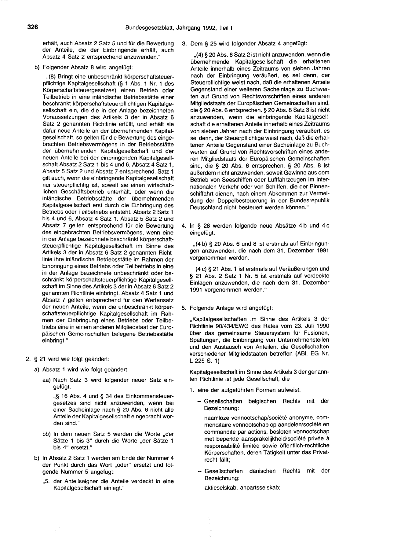 BGBl. 1992, Seite 326 — Originalseite als Abbildung