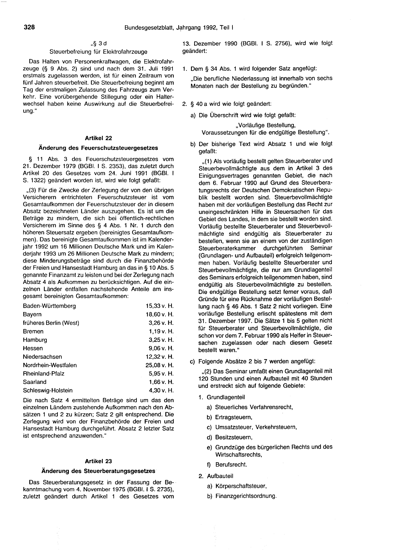 BGBl. 1992, Seite 328 — Originalseite als Abbildung