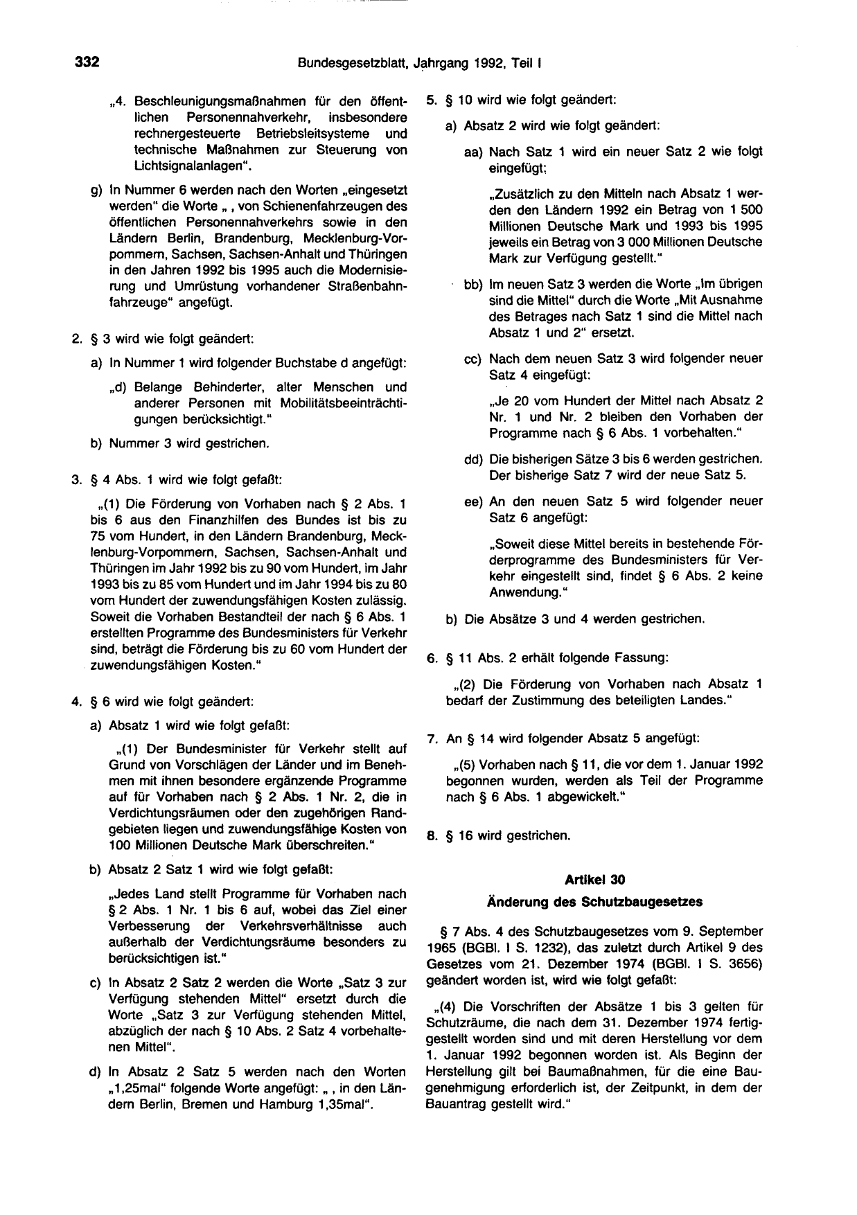 BGBl. 1992, Seite 332 — Originalseite als Abbildung
