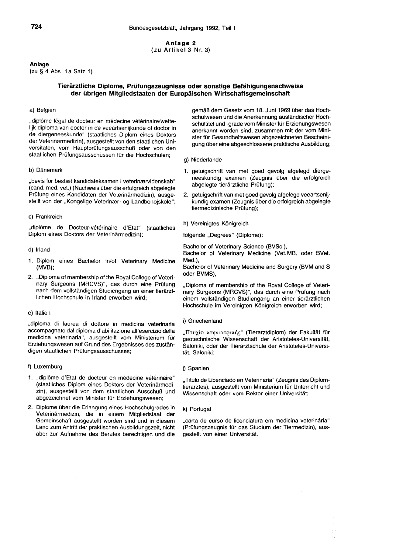 BGBl. 1992, Seite 724 — Originalseite als Abbildung