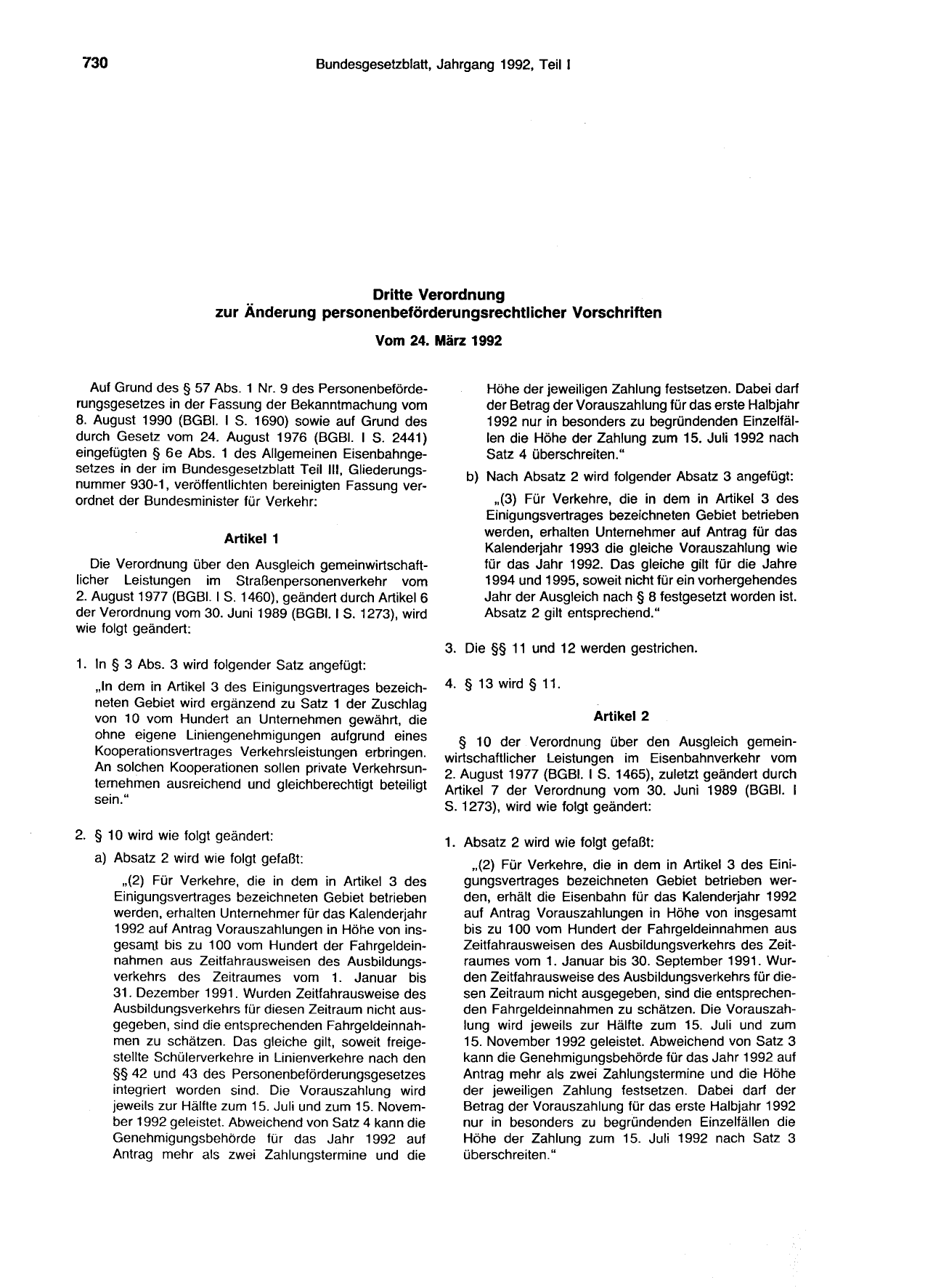 BGBl. 1992, Seite 730 — Originalseite als Abbildung