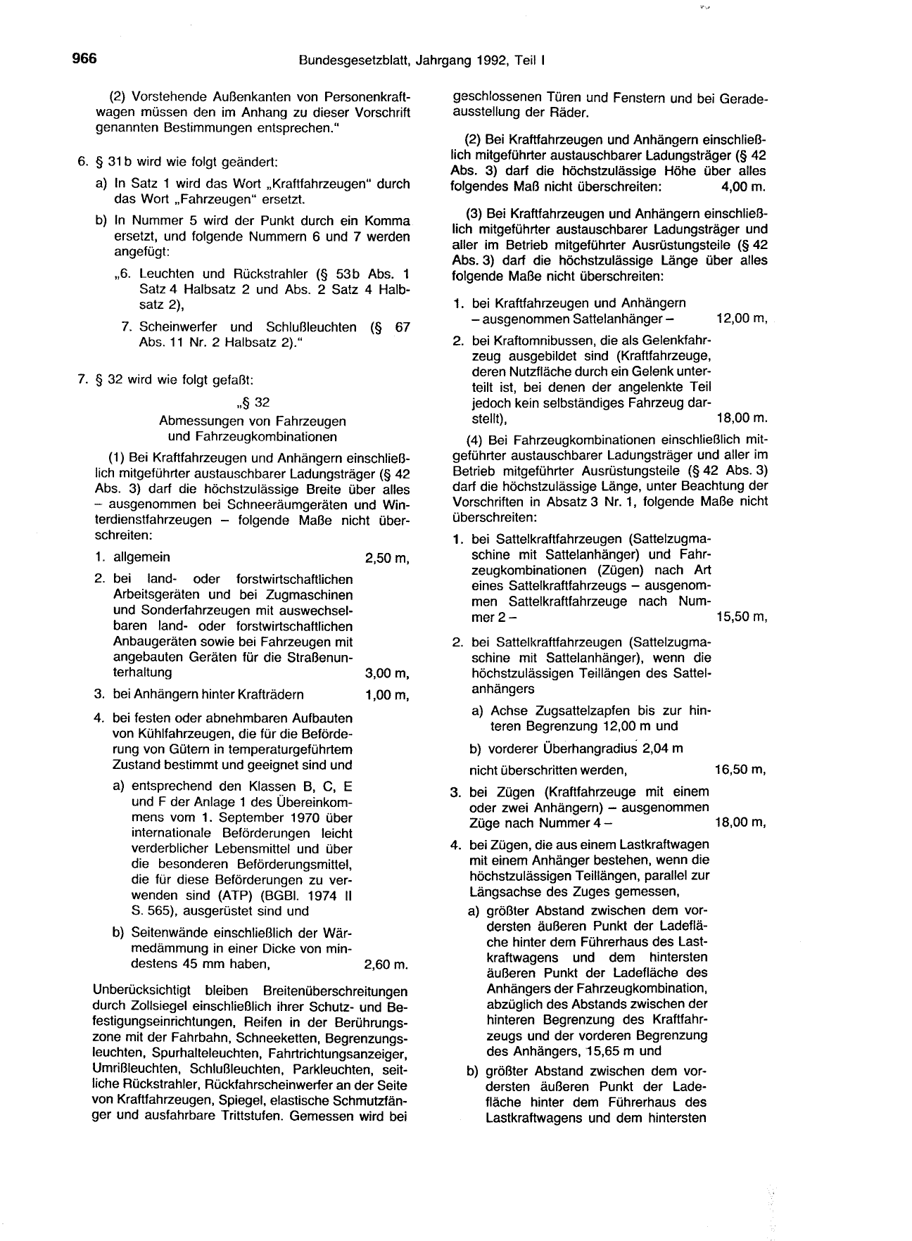 BGBl. 1992, Seite 966 — Originalseite als Abbildung