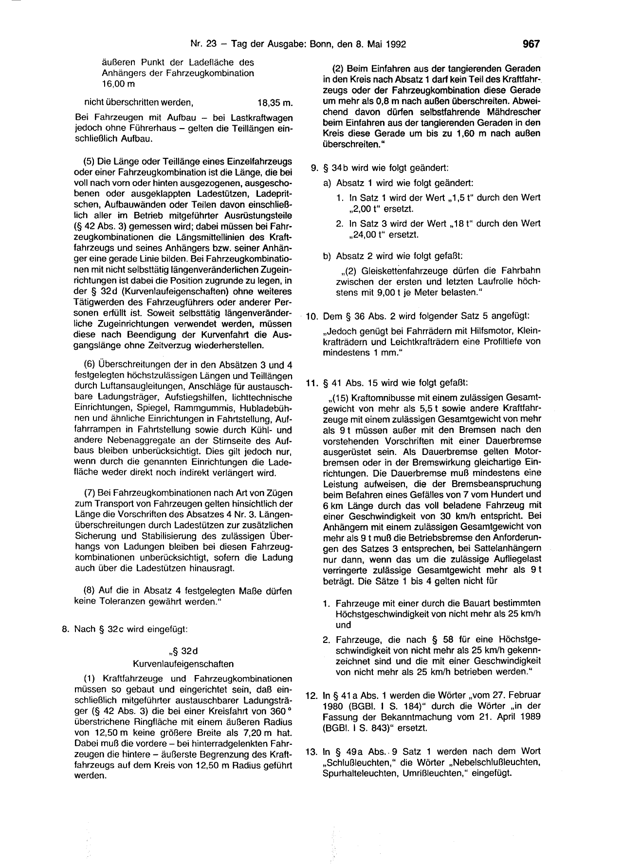 BGBl. 1992, Seite 967 — Originalseite als Abbildung