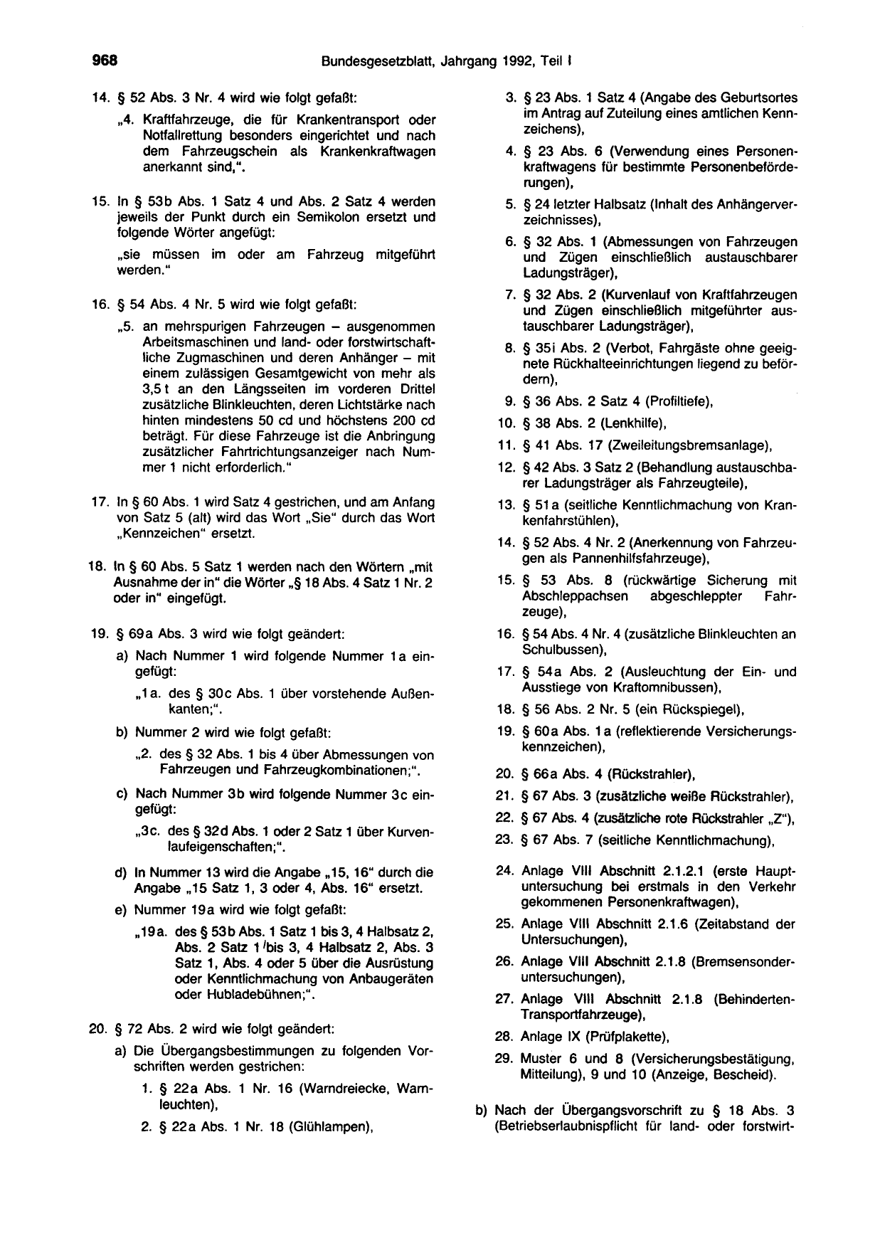 BGBl. 1992, Seite 968 — Originalseite als Abbildung
