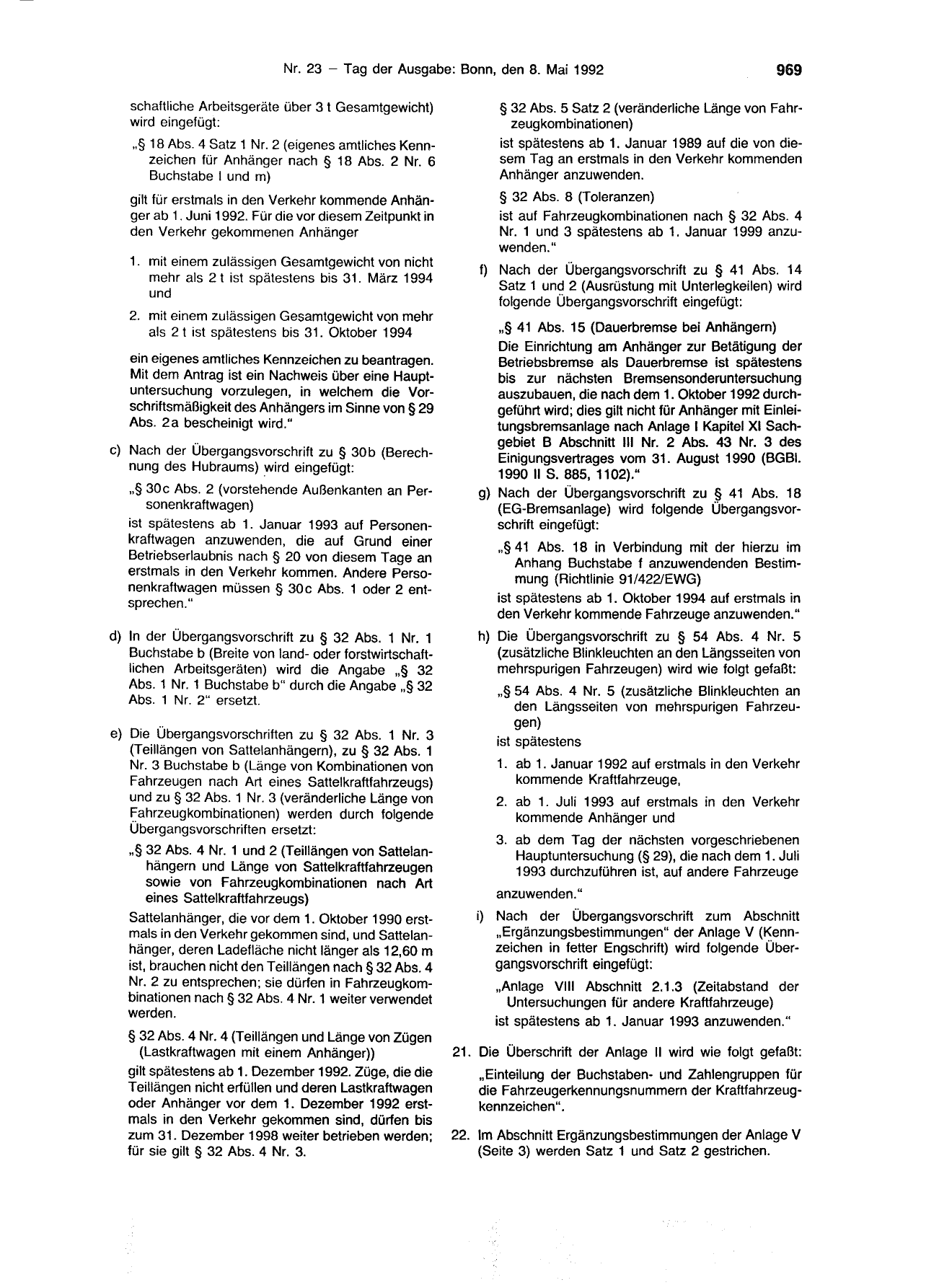 BGBl. 1992, Seite 969 — Originalseite als Abbildung