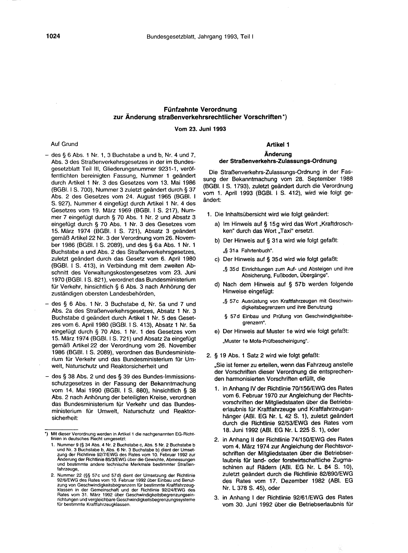 BGBl. 1993, Seite 1024 — Originalseite als Abbildung