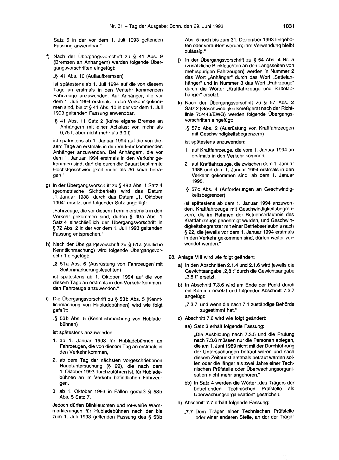 BGBl. 1993, Seite 1031 — Originalseite als Abbildung