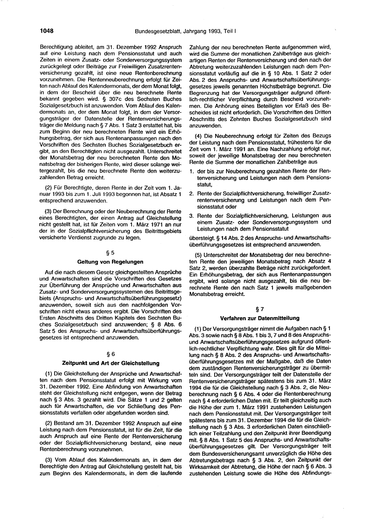 BGBl. 1993, Seite 1048 — Originalseite als Abbildung
