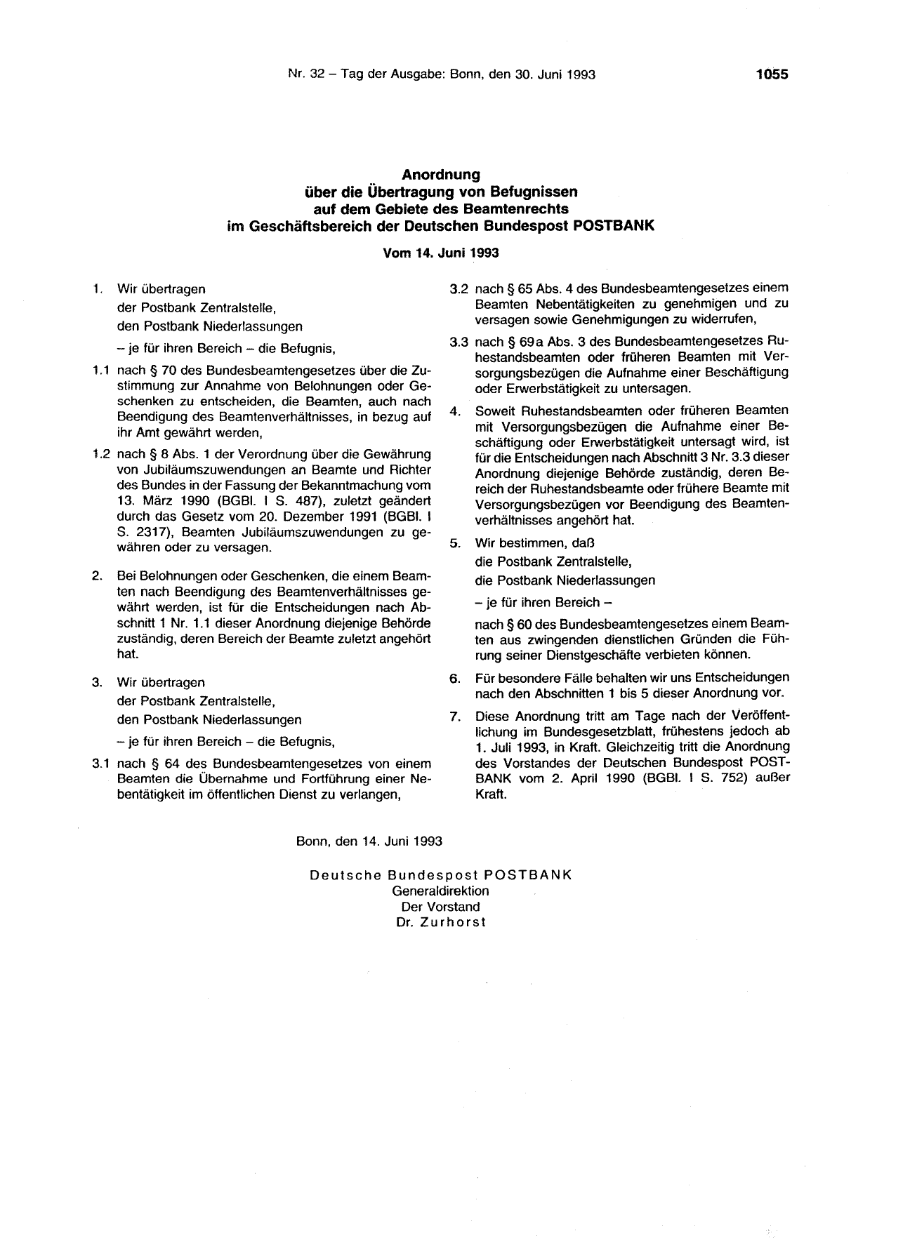 BGBl. 1993, Seite 1055 — Originalseite als Abbildung
