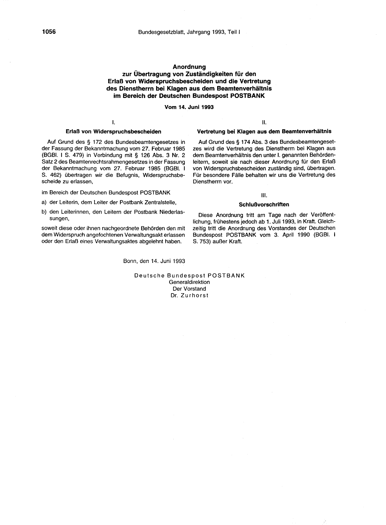 BGBl. 1993, Seite 1056 — Originalseite als Abbildung