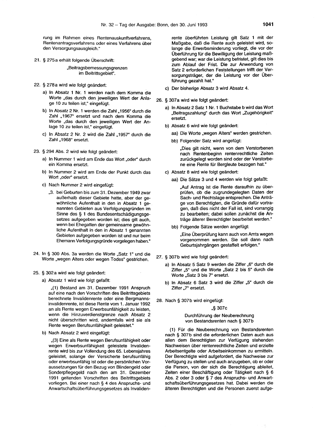 BGBl. 1993, Seite 1041 — Originalseite als Abbildung