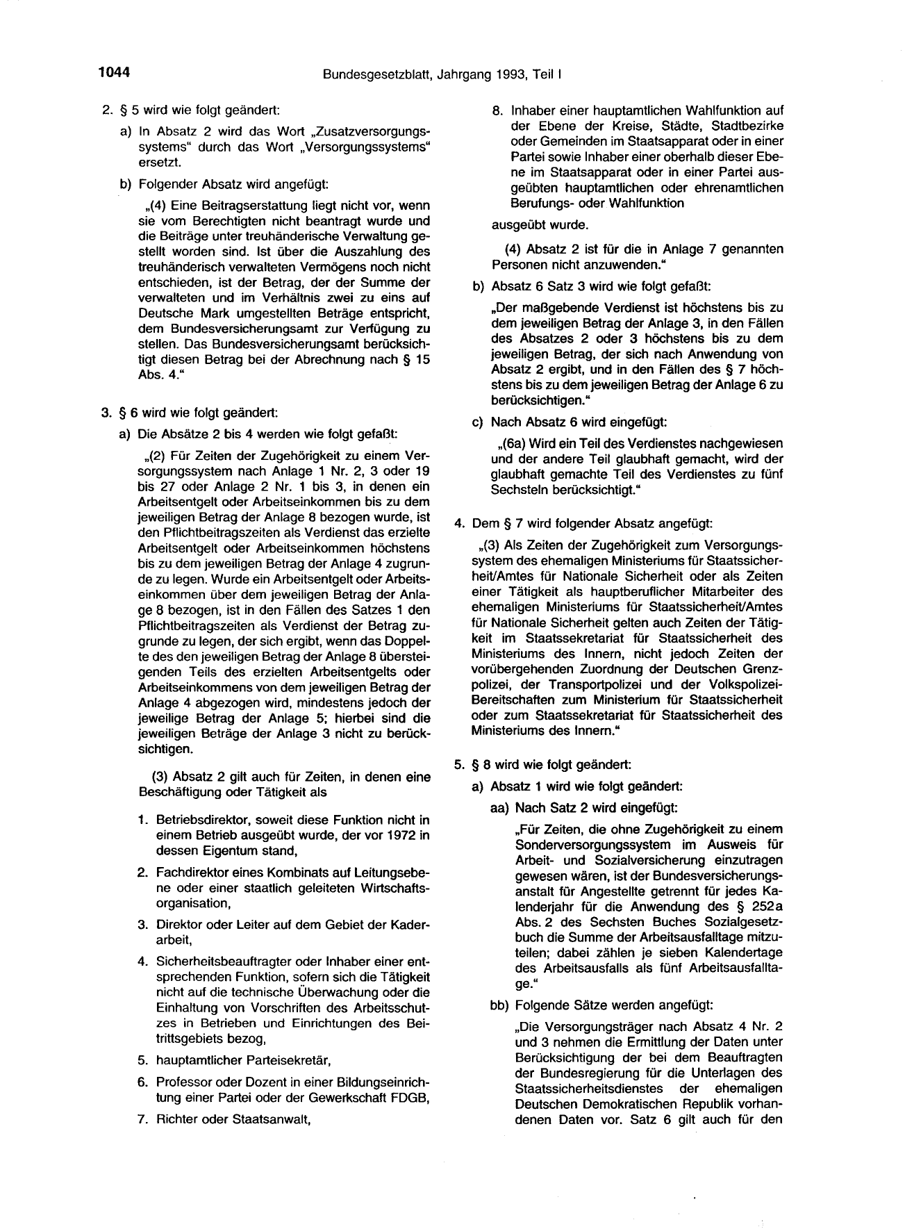 BGBl. 1993, Seite 1044 — Originalseite als Abbildung