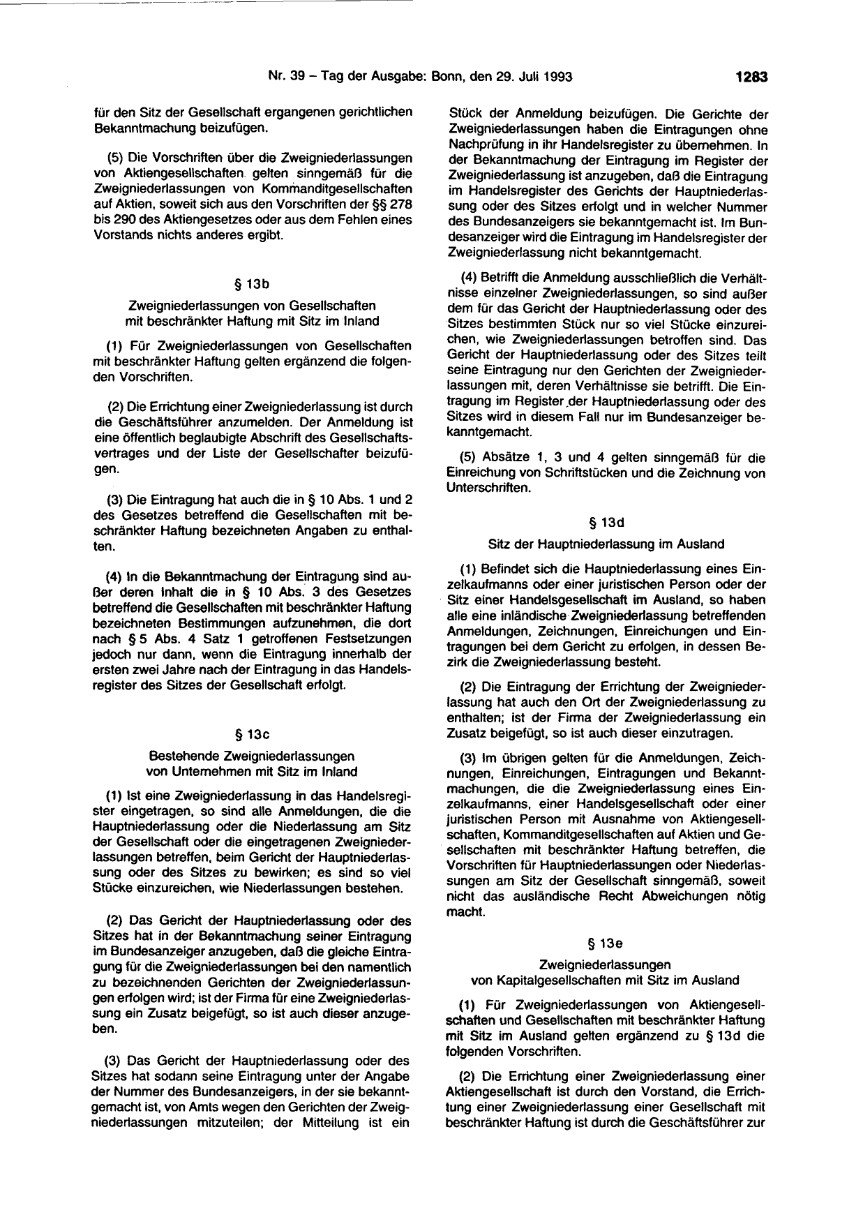 BGBl. 1993, Seite 1283 — Originalseite als Abbildung