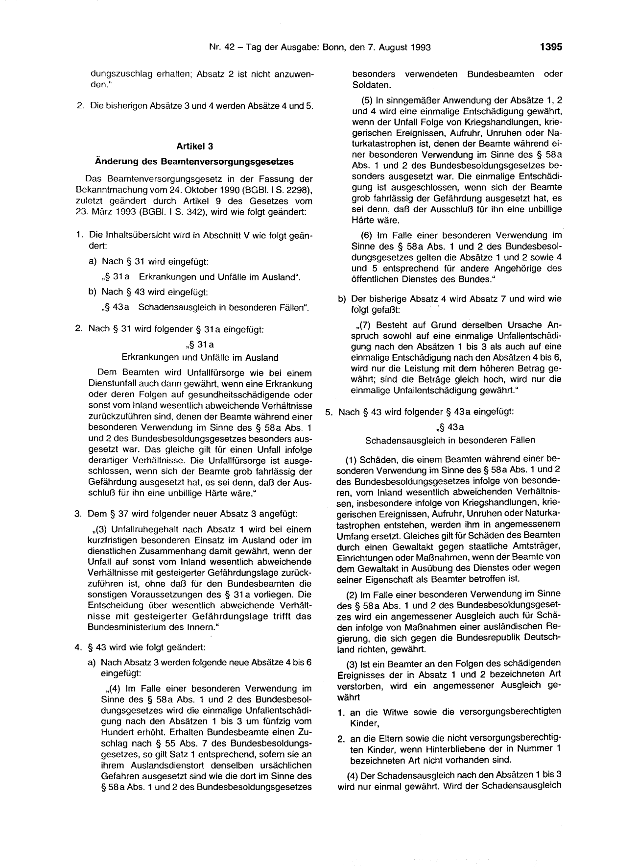 BGBl. 1993, Seite 1395 — Originalseite als Abbildung