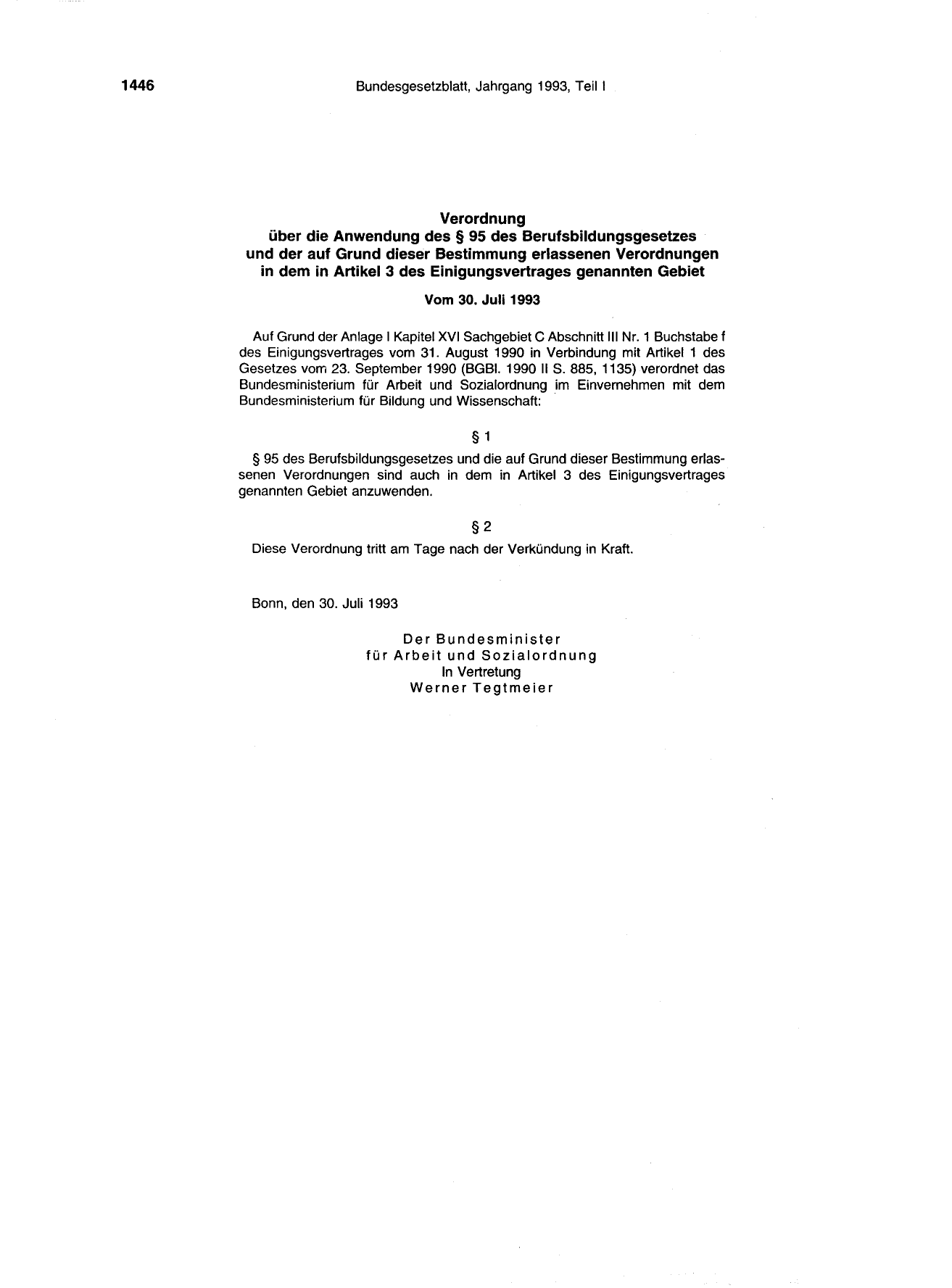 BGBl. 1993, Seite 1446 — Originalseite als Abbildung