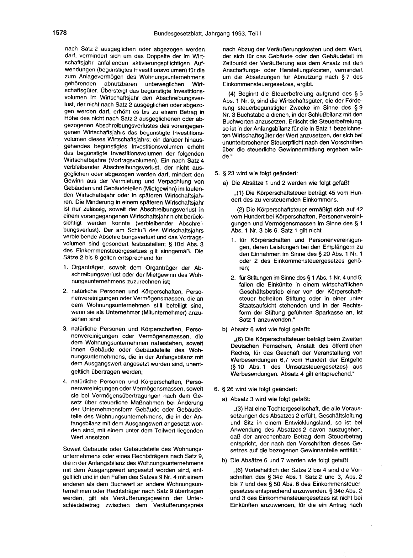 BGBl. 1993, Seite 11578 — Originalseite als Abbildung