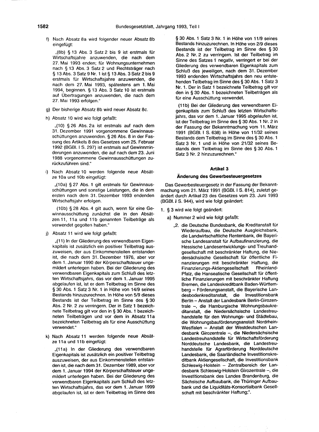 BGBl. 1993, Seite 1582 — Originalseite als Abbildung