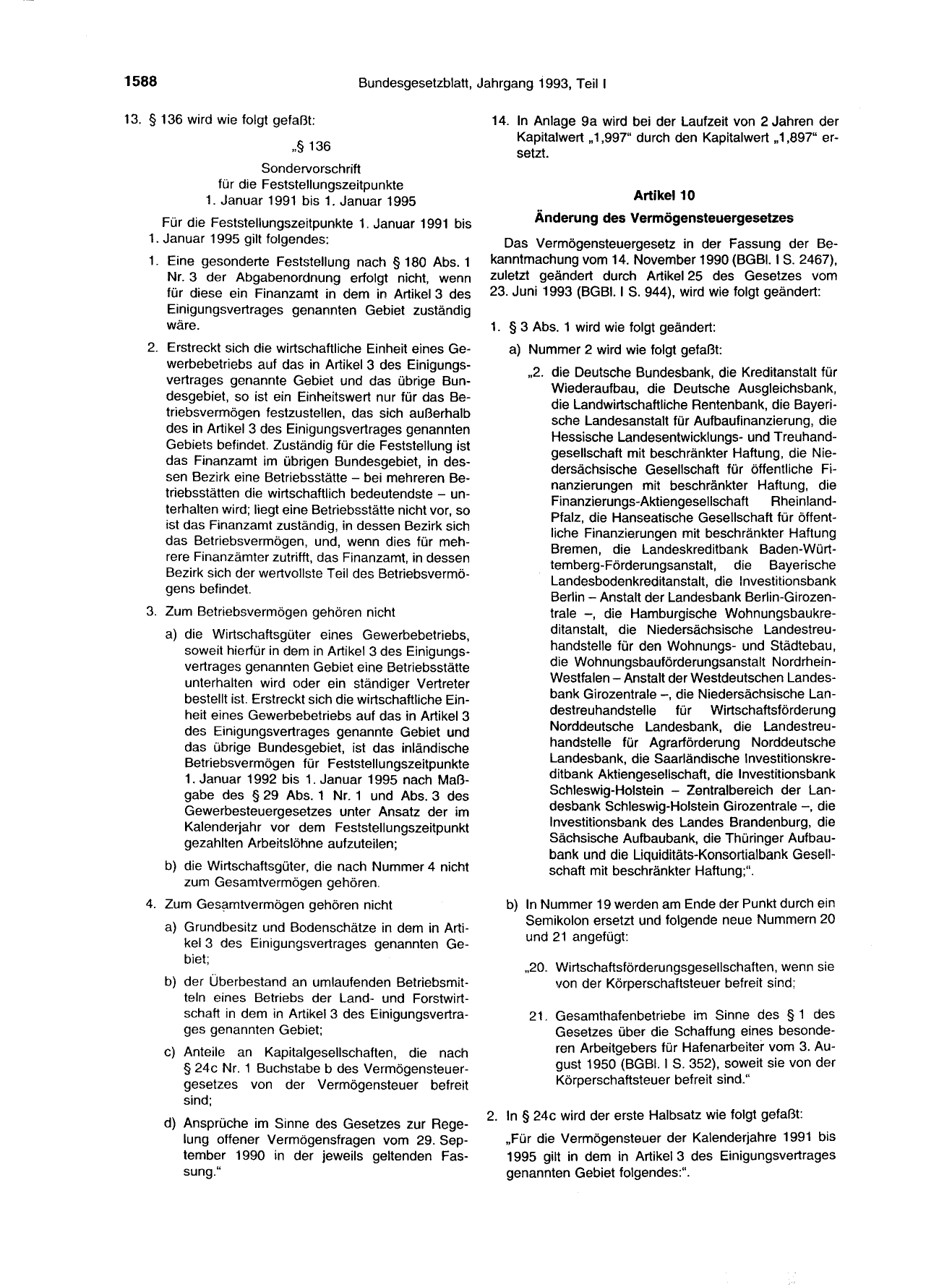 BGBl. 1993, Seite 1588 — Originalseite als Abbildung