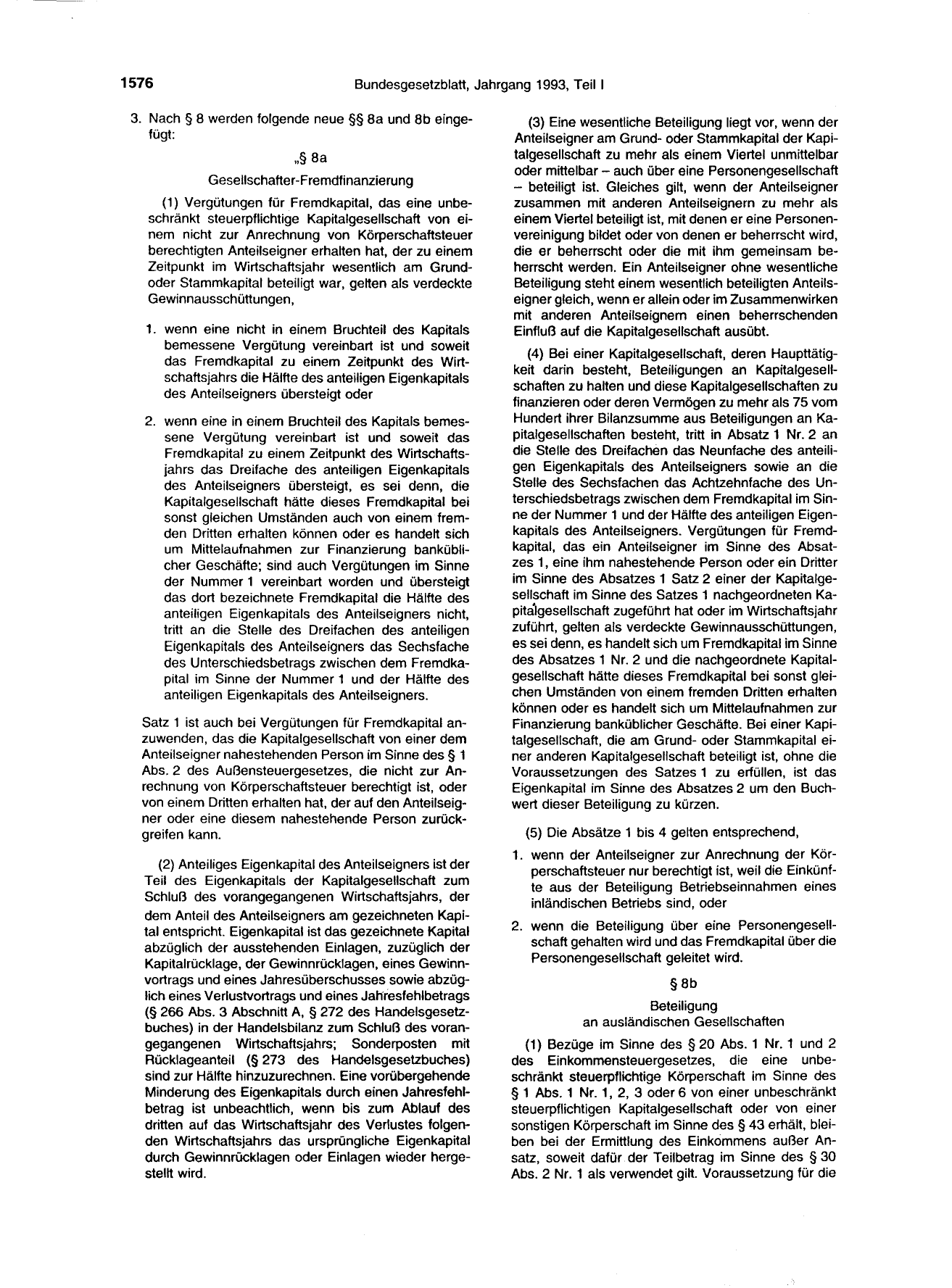 BGBl. 1993, Seite 1576 — Originalseite als Abbildung