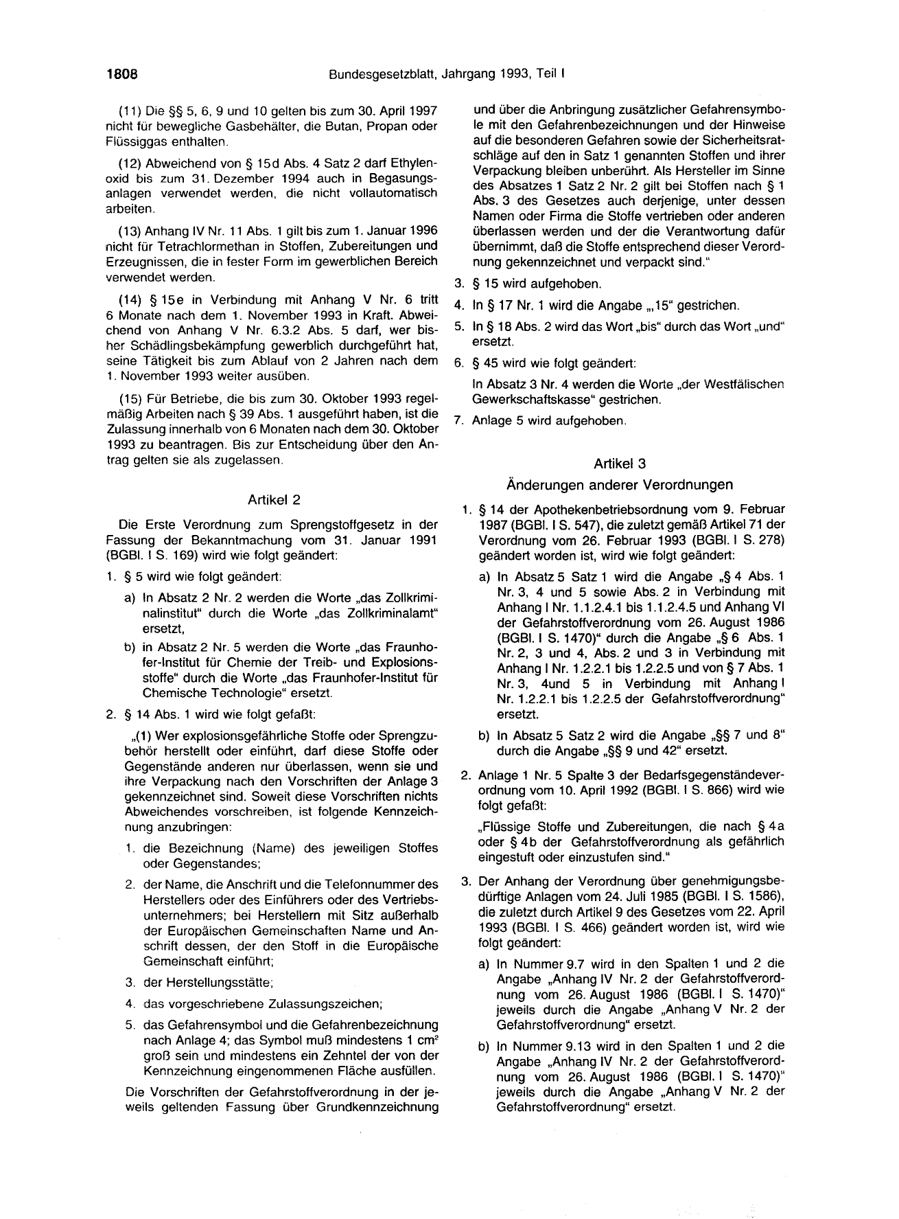 BGBl. 1993, Seite 1808 — Originalseite als Abbildung