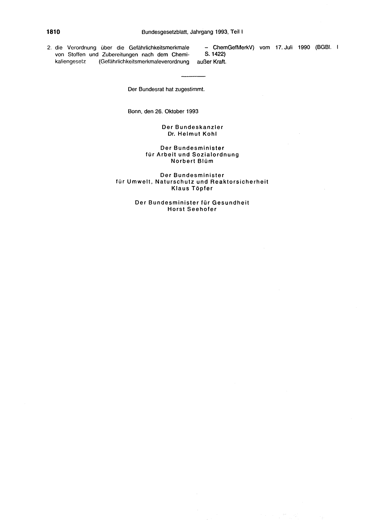 BGBl. 1993, Seite 1810 — Originalseite als Abbildung