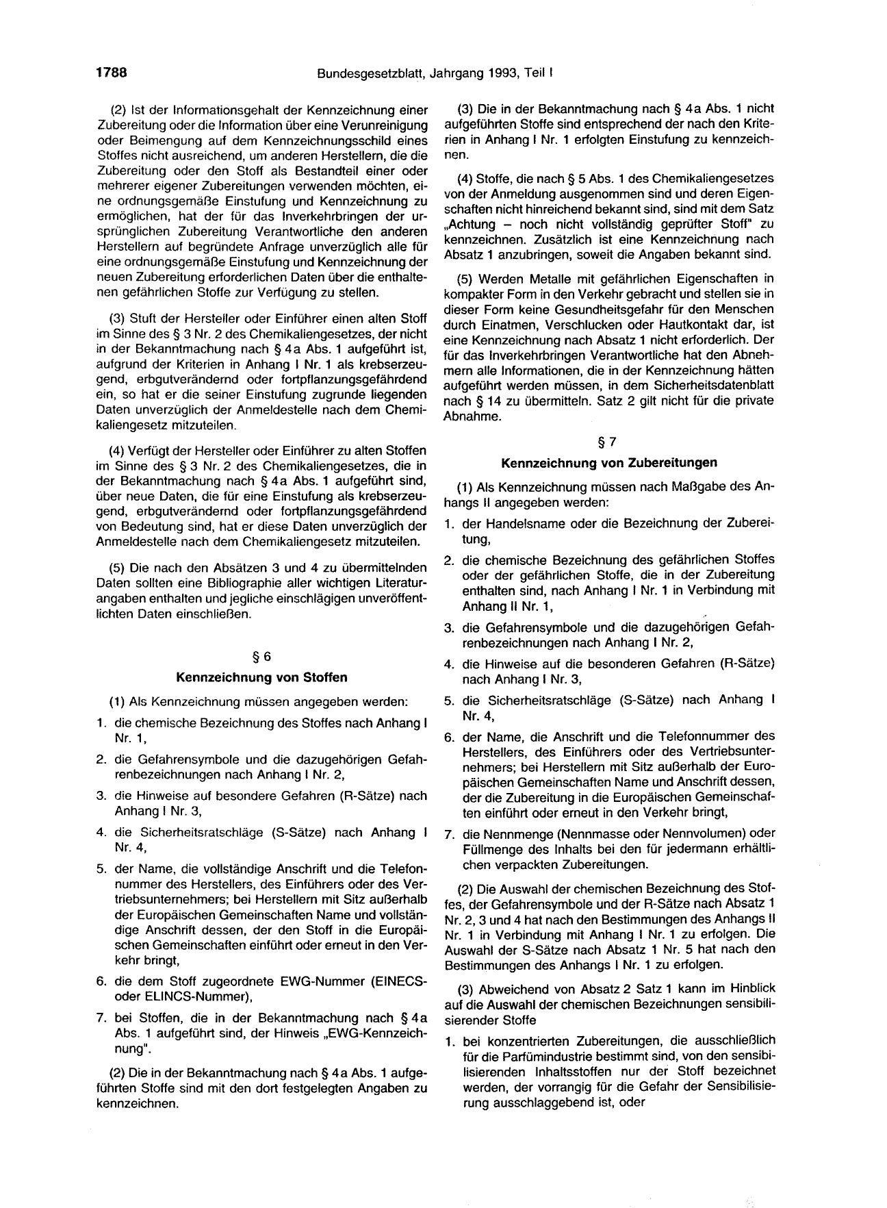 BGBl. 1993, Seite 1788 — Originalseite als Abbildung