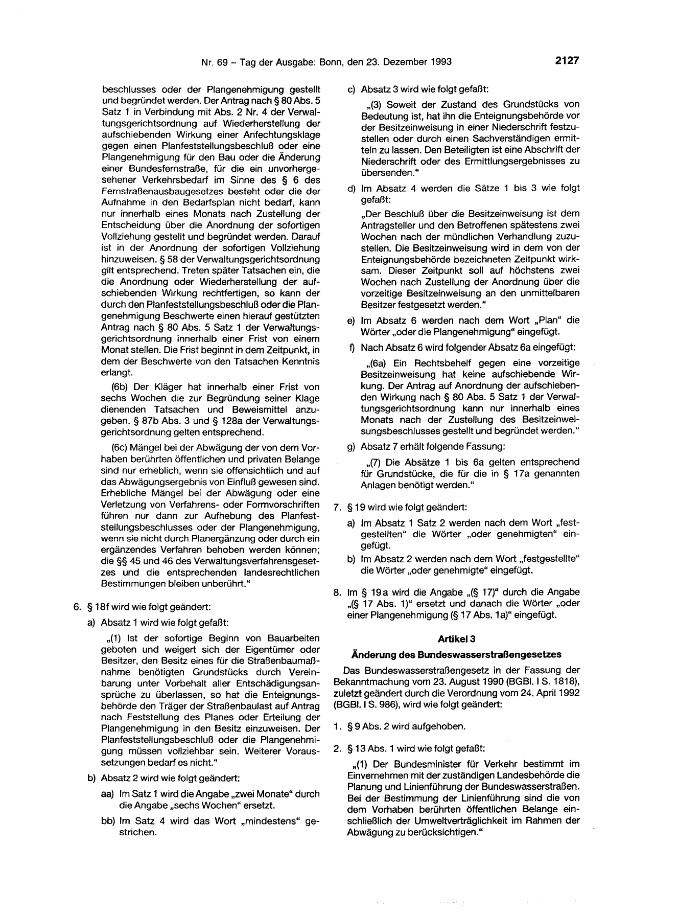 BGBl. 1993, Seite 2127 — Originalseite als Abbildung