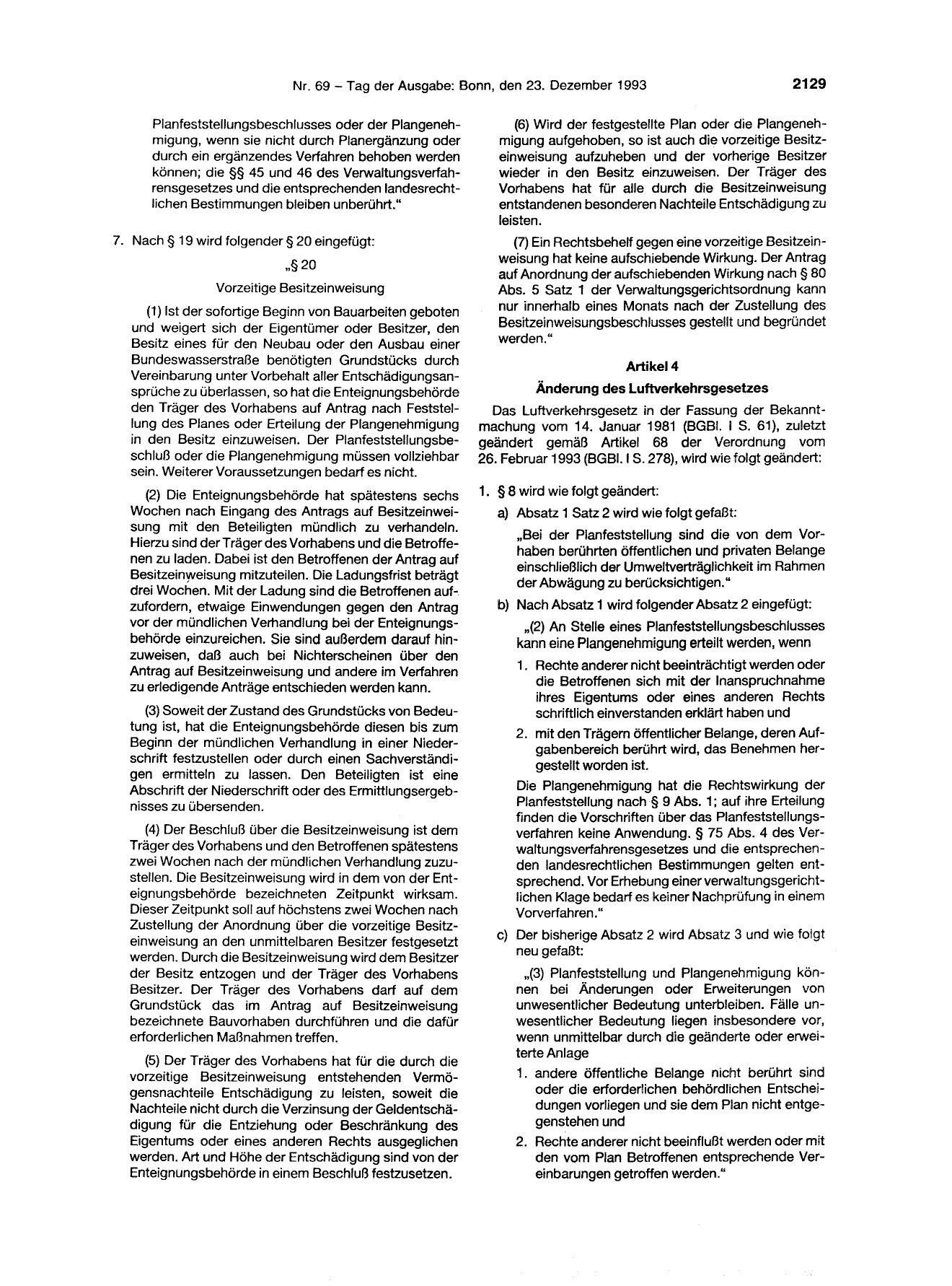BGBl. 1993, Seite 2129 — Originalseite als Abbildung