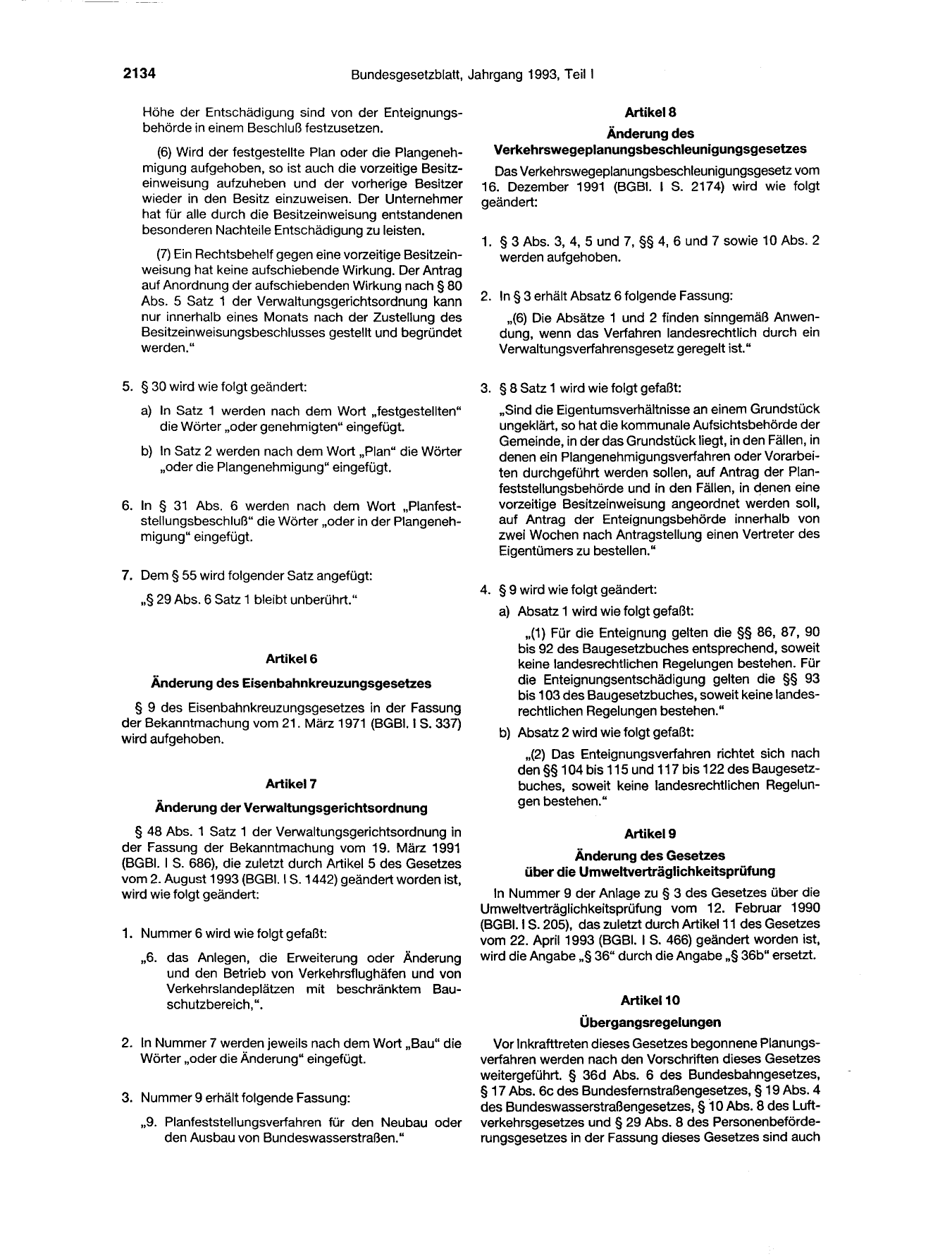 BGBl. 1993, Seite 2134 — Originalseite als Abbildung
