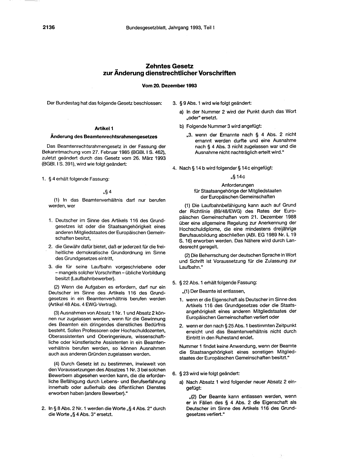 BGBl. 1993, Seite 2136 — Originalseite als Abbildung