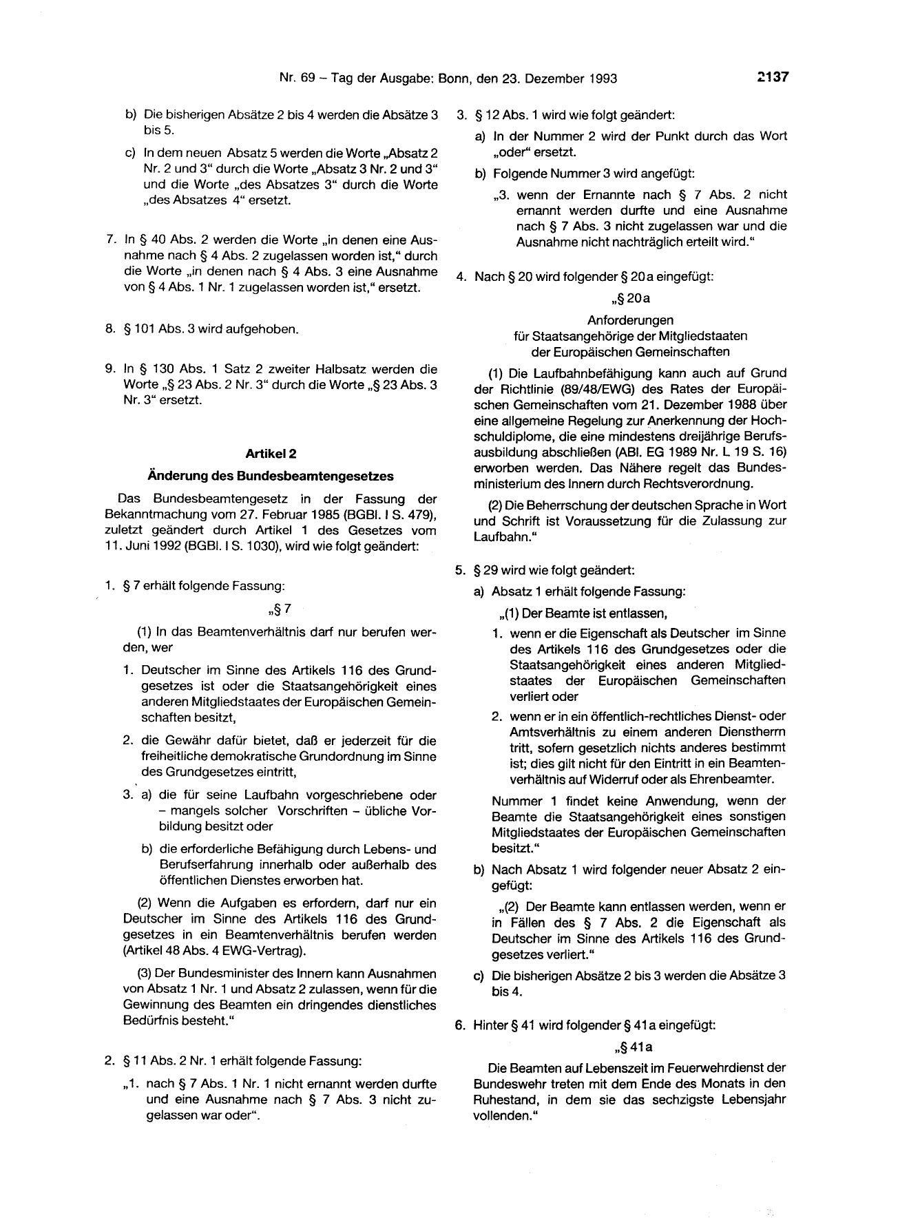 BGBl. 1993, Seite 2137 — Originalseite als Abbildung