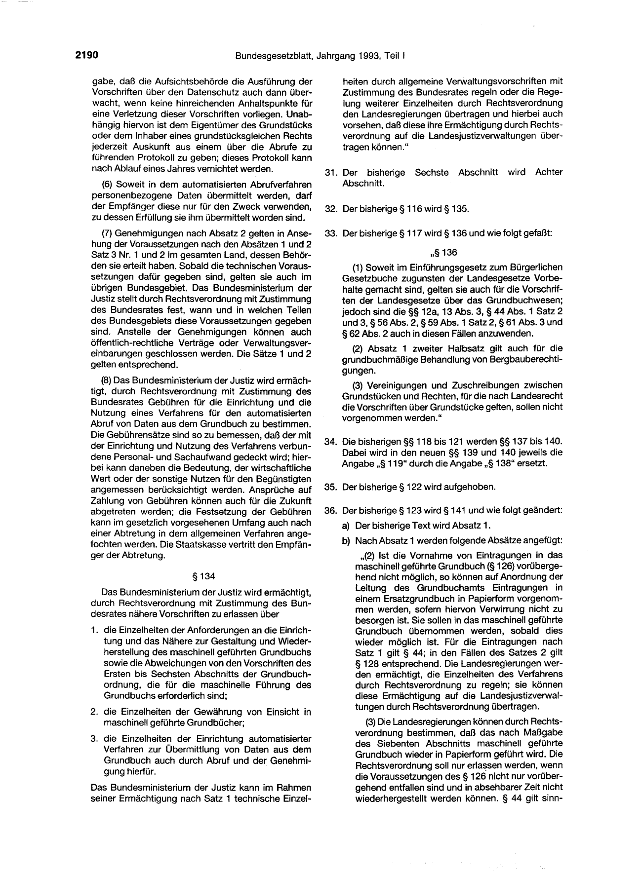BGBl. 1993, Seite 2190 — Originalseite als Abbildung