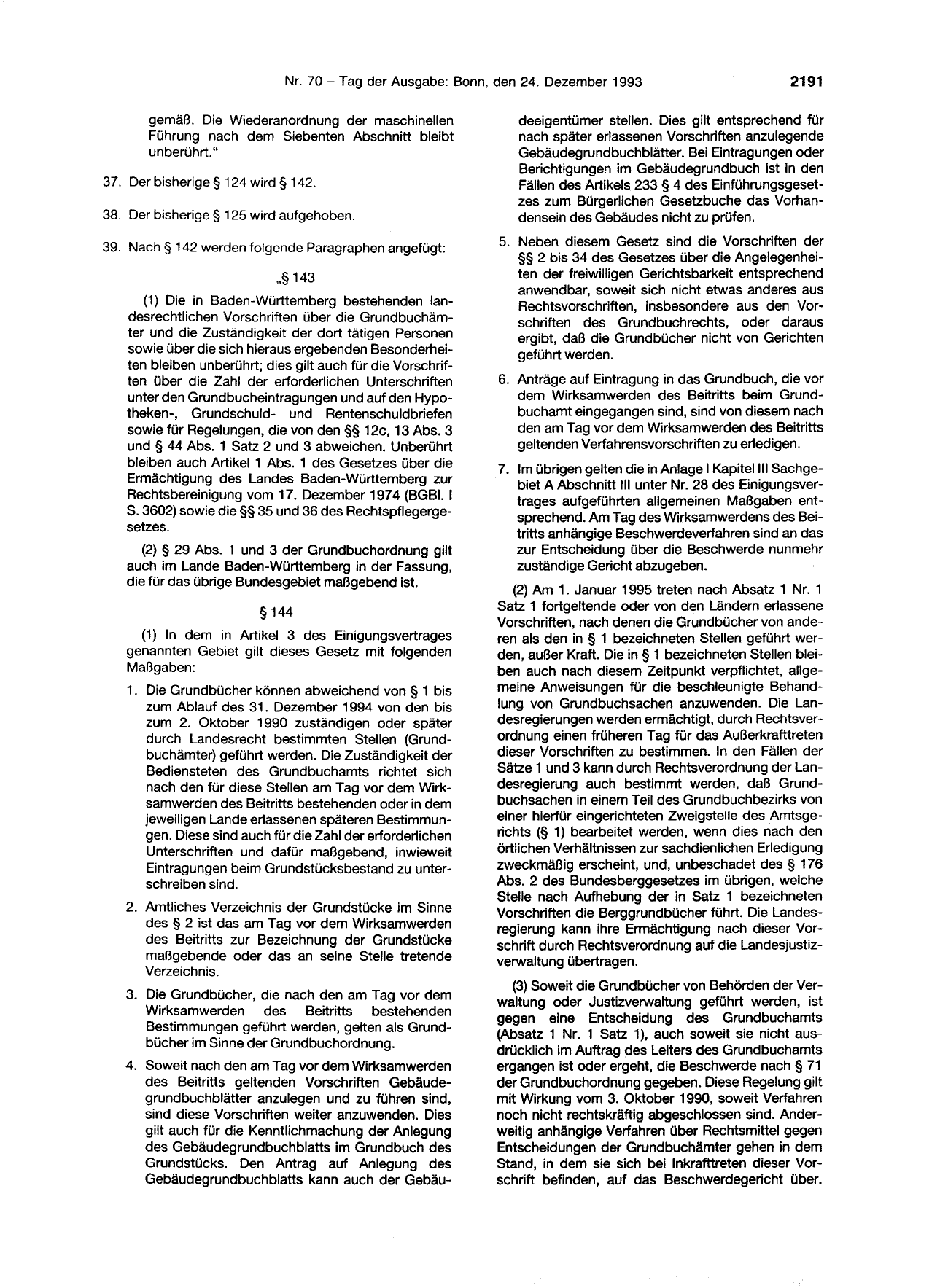 BGBl. 1993, Seite 2191 — Originalseite als Abbildung
