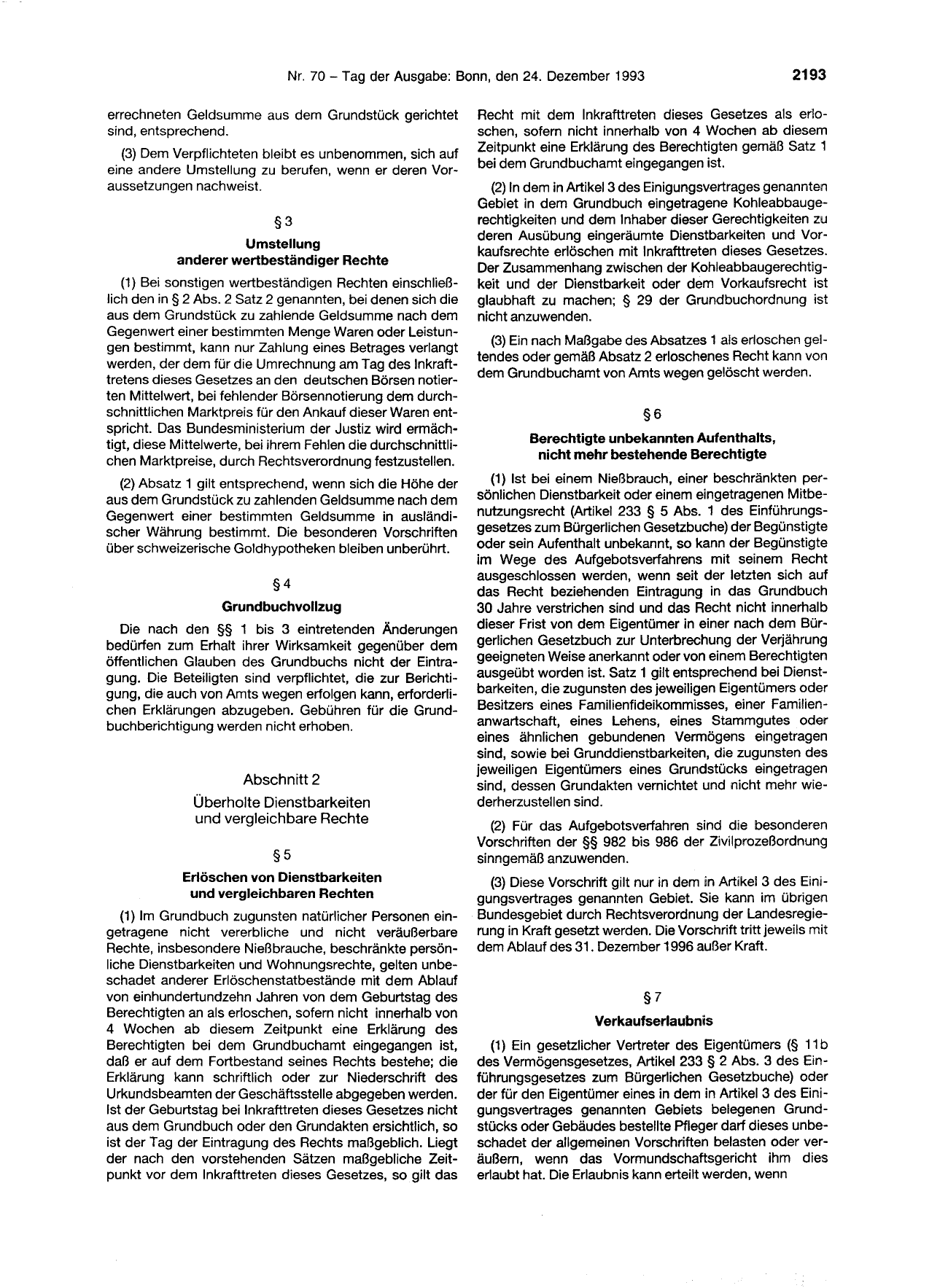 BGBl. 1993, Seite 2193 — Originalseite als Abbildung