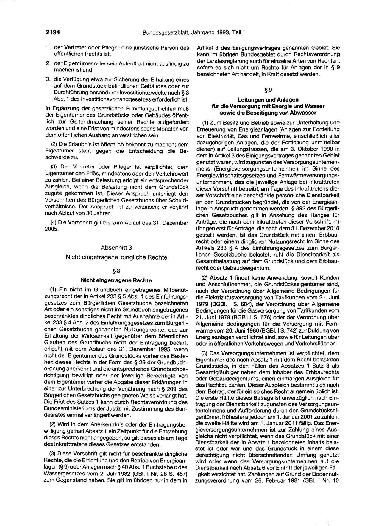 BGBl. 1993, Seite 2194 — Originalseite als Abbildung