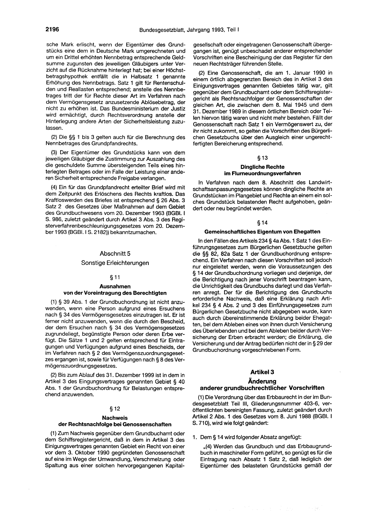 BGBl. 1993, Seite 2196 — Originalseite als Abbildung