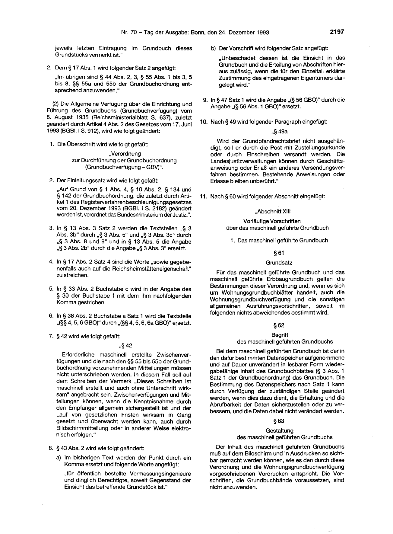 BGBl. 1993, Seite 2197 — Originalseite als Abbildung